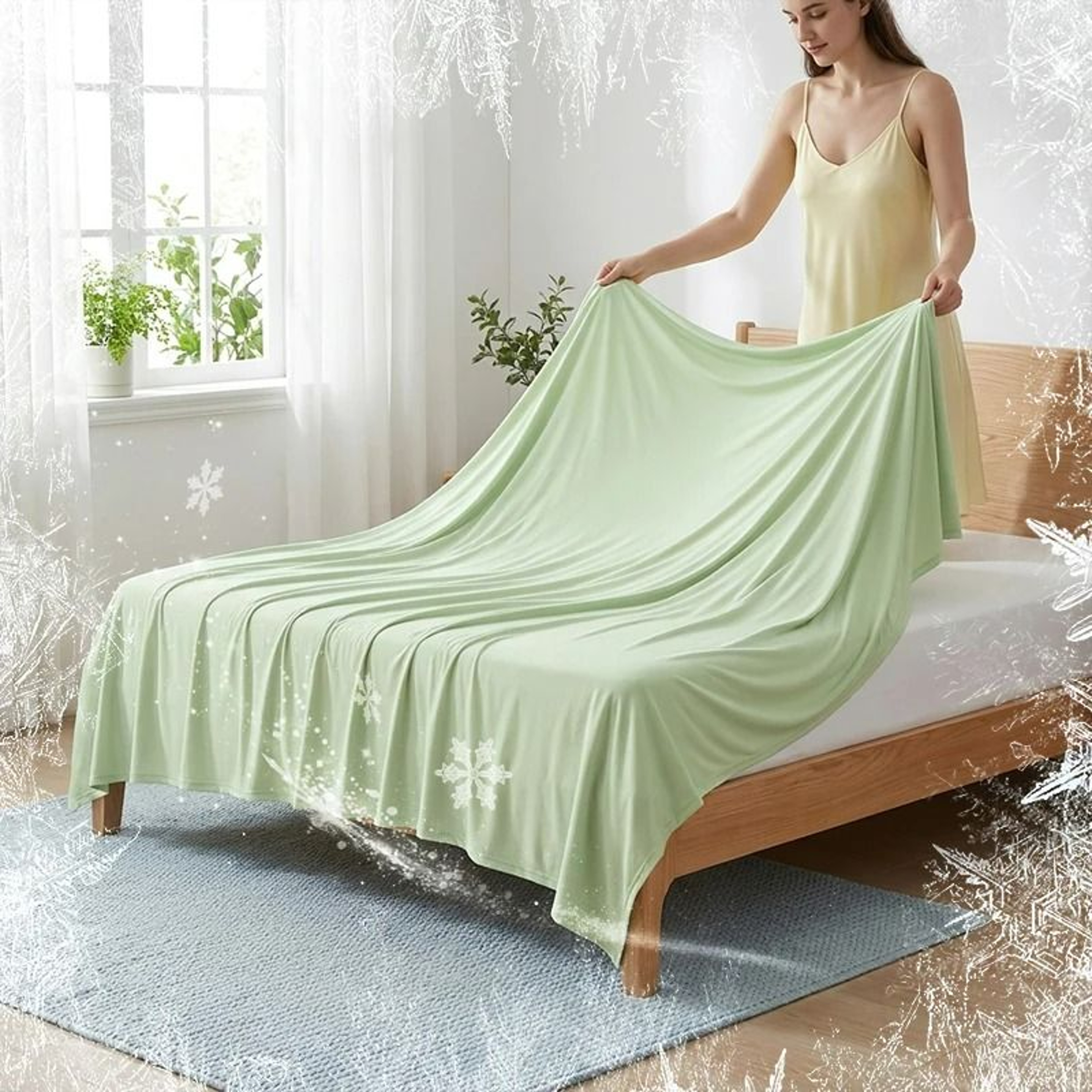 Summer Ice Silk Cooling Bed Blanket Lightweight Breathable Air Conditioning Quilt 4