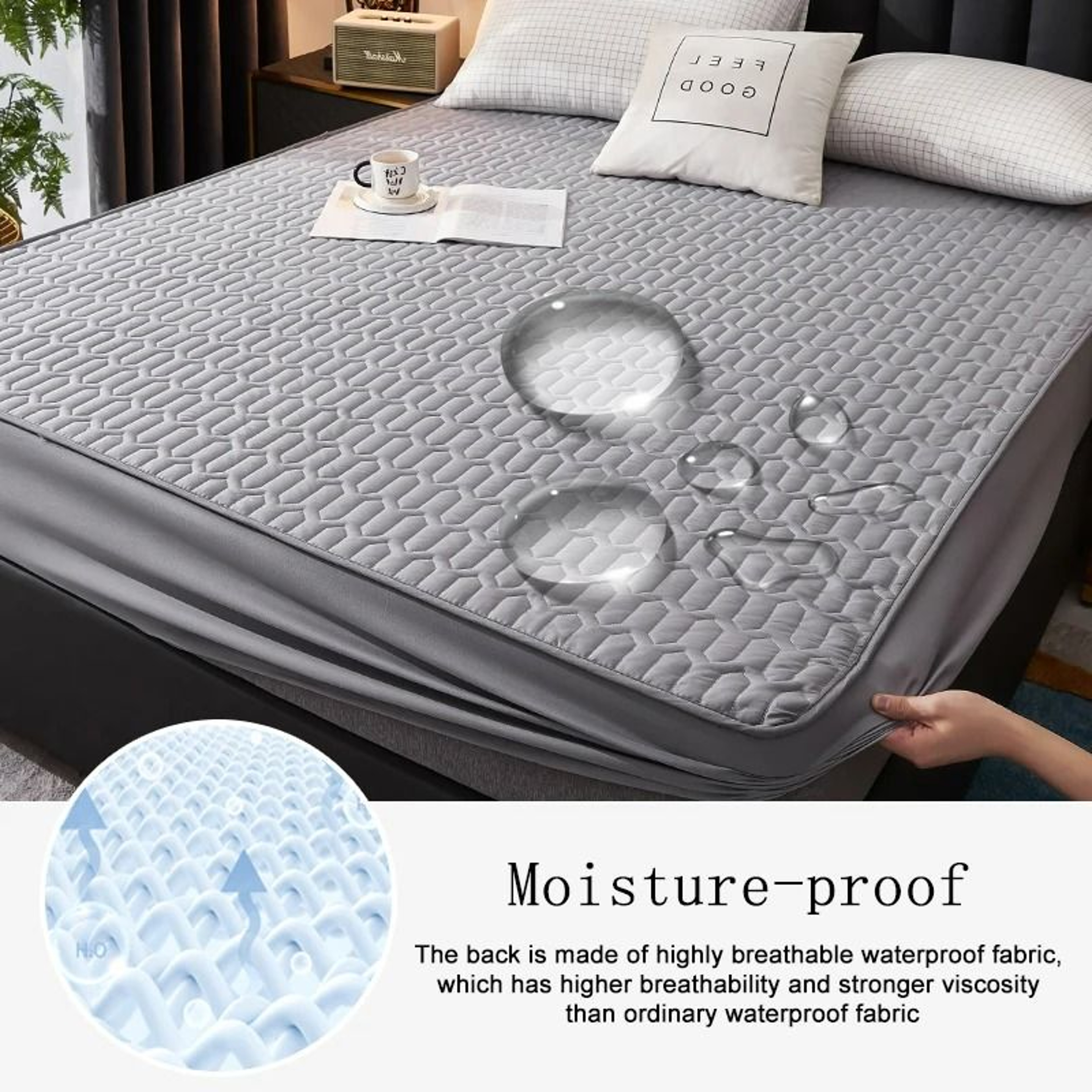 Waterproof Thicken Quilted Mattress Cover Deep Pocket Fitted Sheet Protector 3