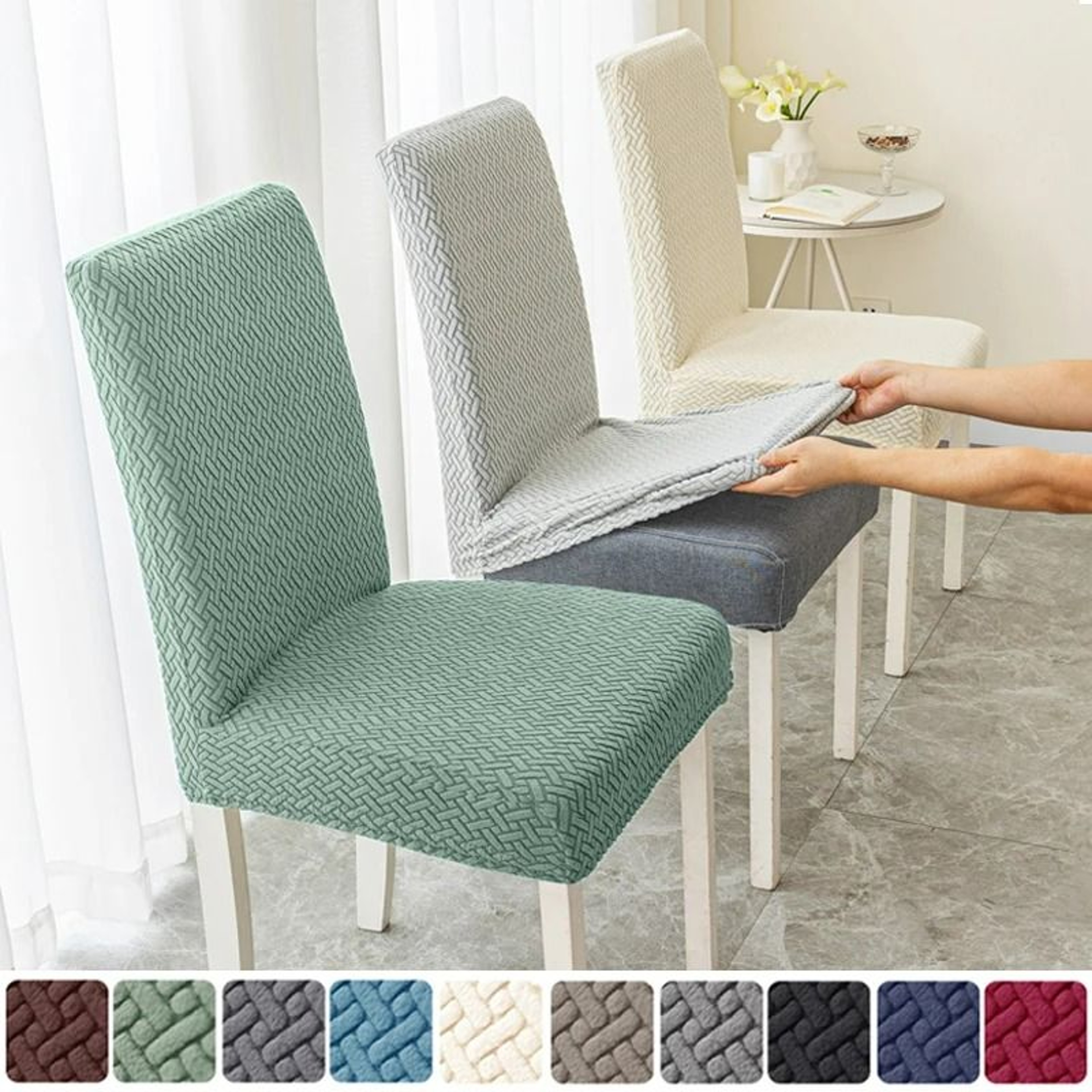 Elastic Thick Jacquard Dining Chair Cover Stretch Kitchen Slipcover 0
