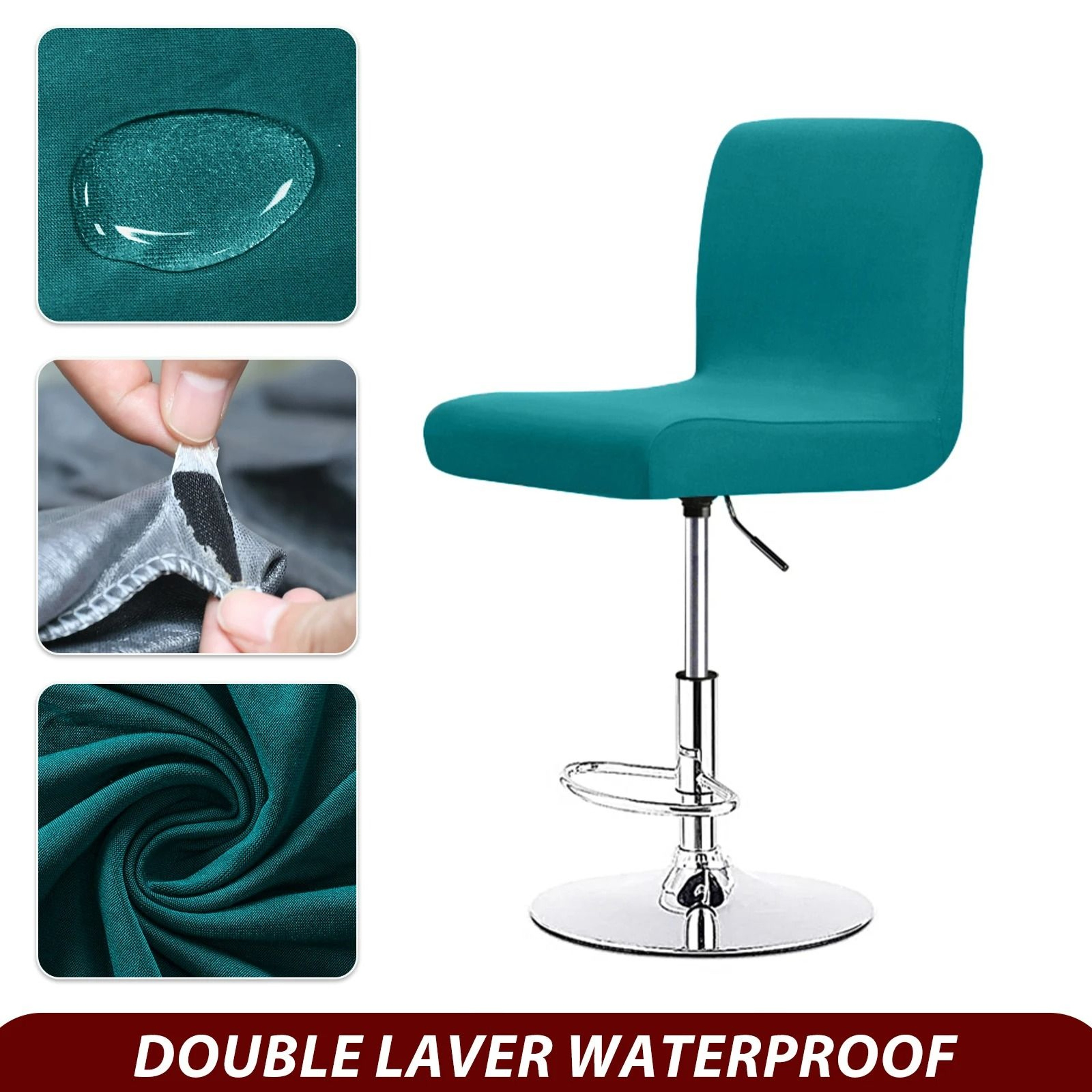 Real Waterproof Fabric Bar Chair Cover Stretch Short Back Slipcover 8