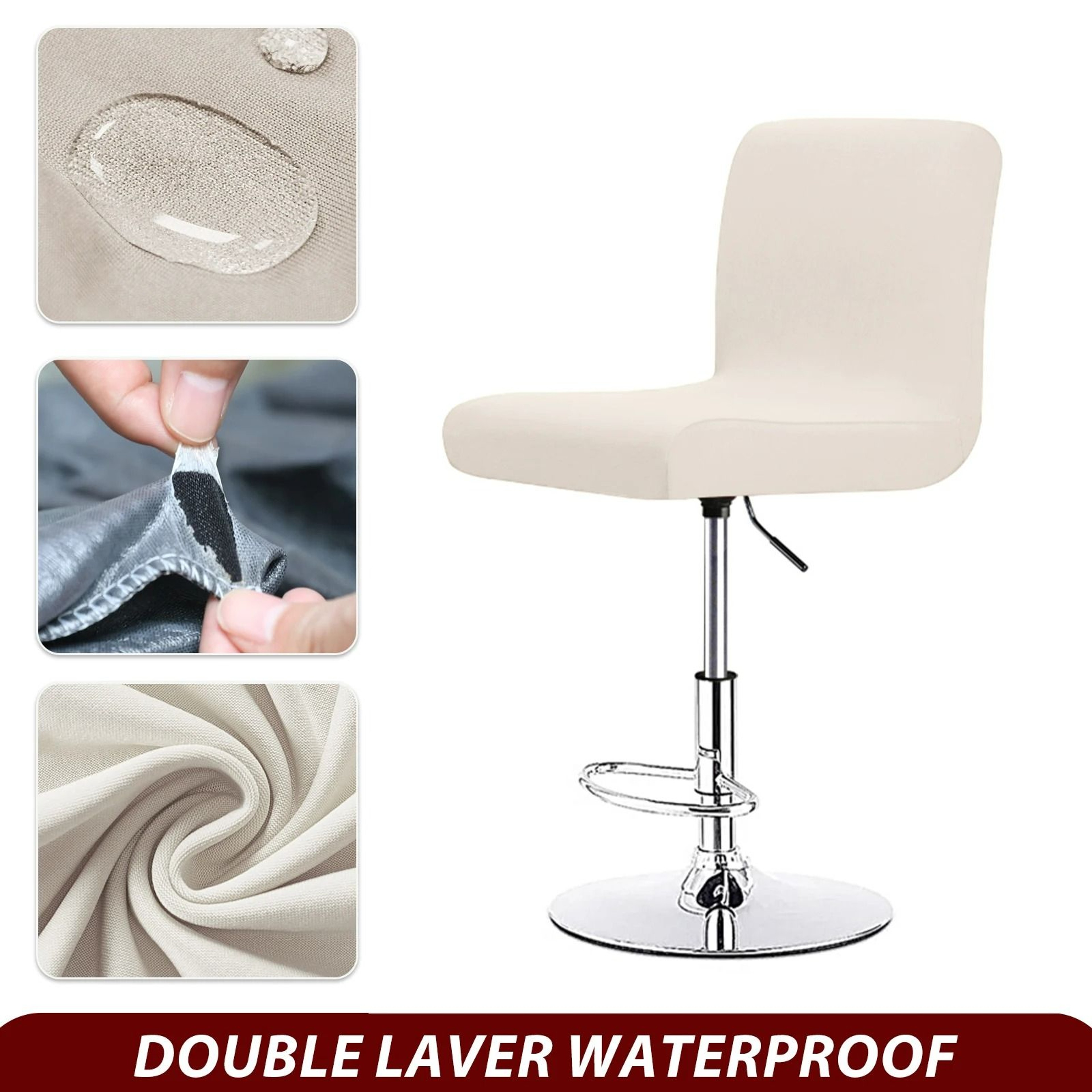 Real Waterproof Fabric Bar Chair Cover Stretch Short Back Slipcover 14