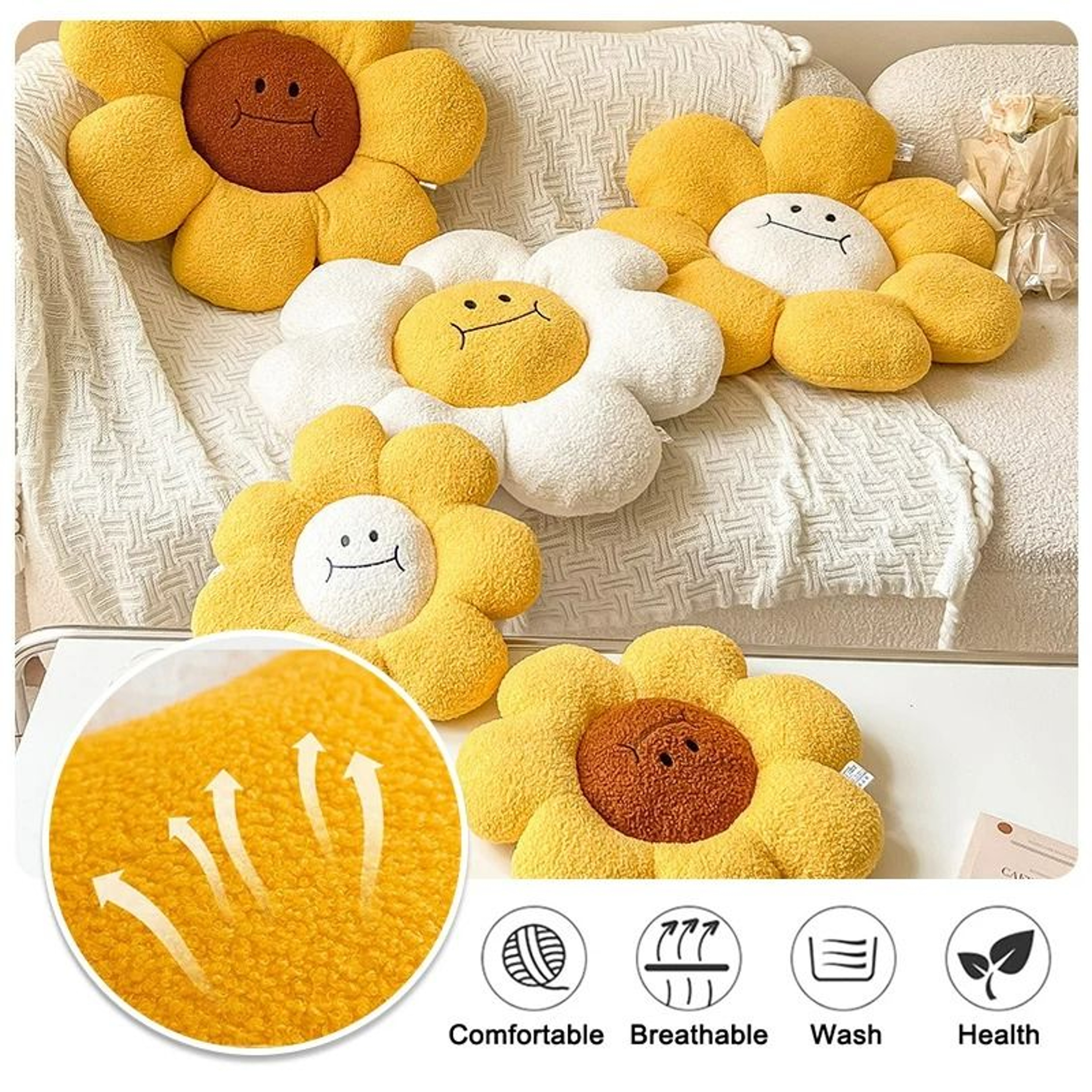 Sunflower Plush Daisy Flower Cushion Pillow 3
