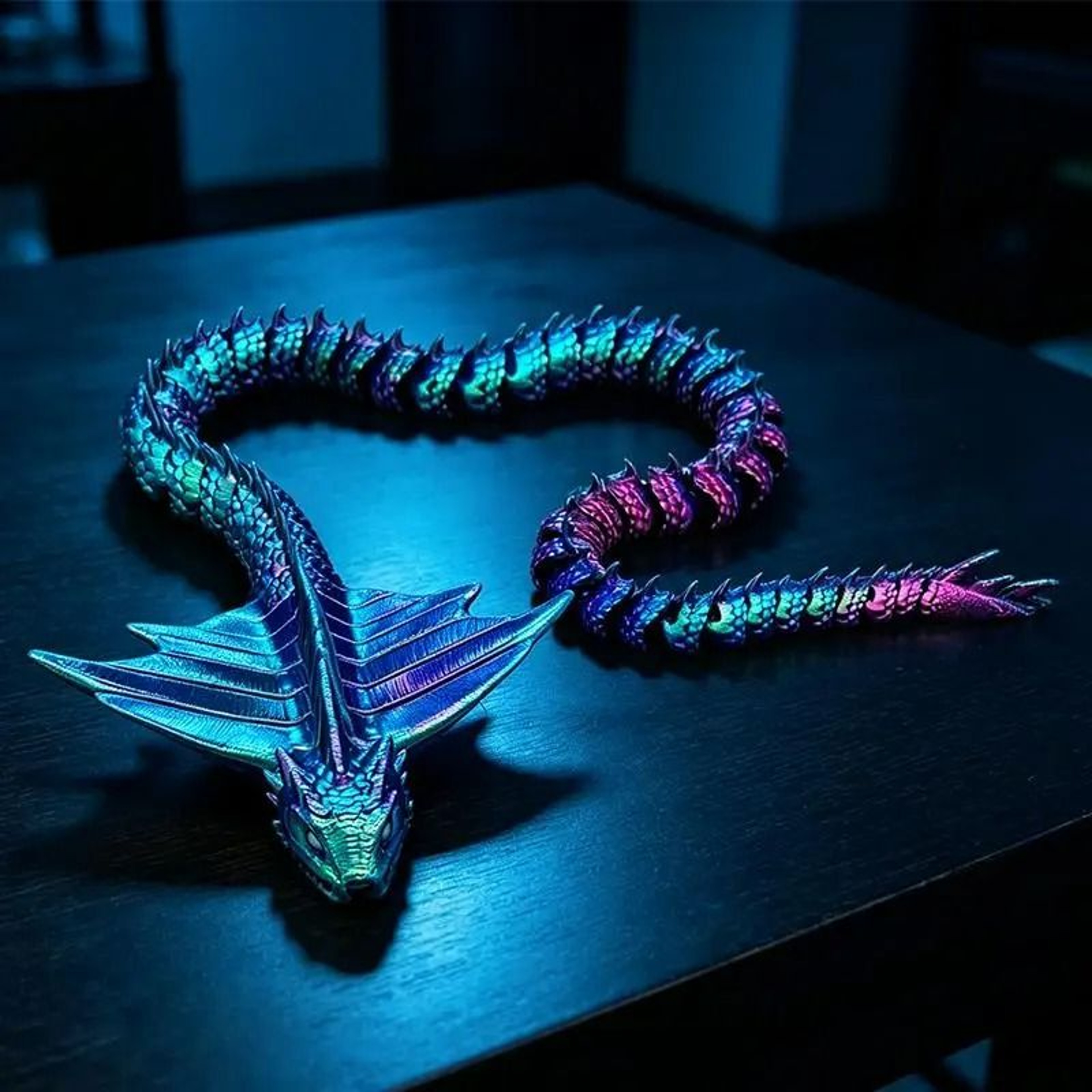 3D Printed Articulated Serpent Dragon Snake Figurine 3