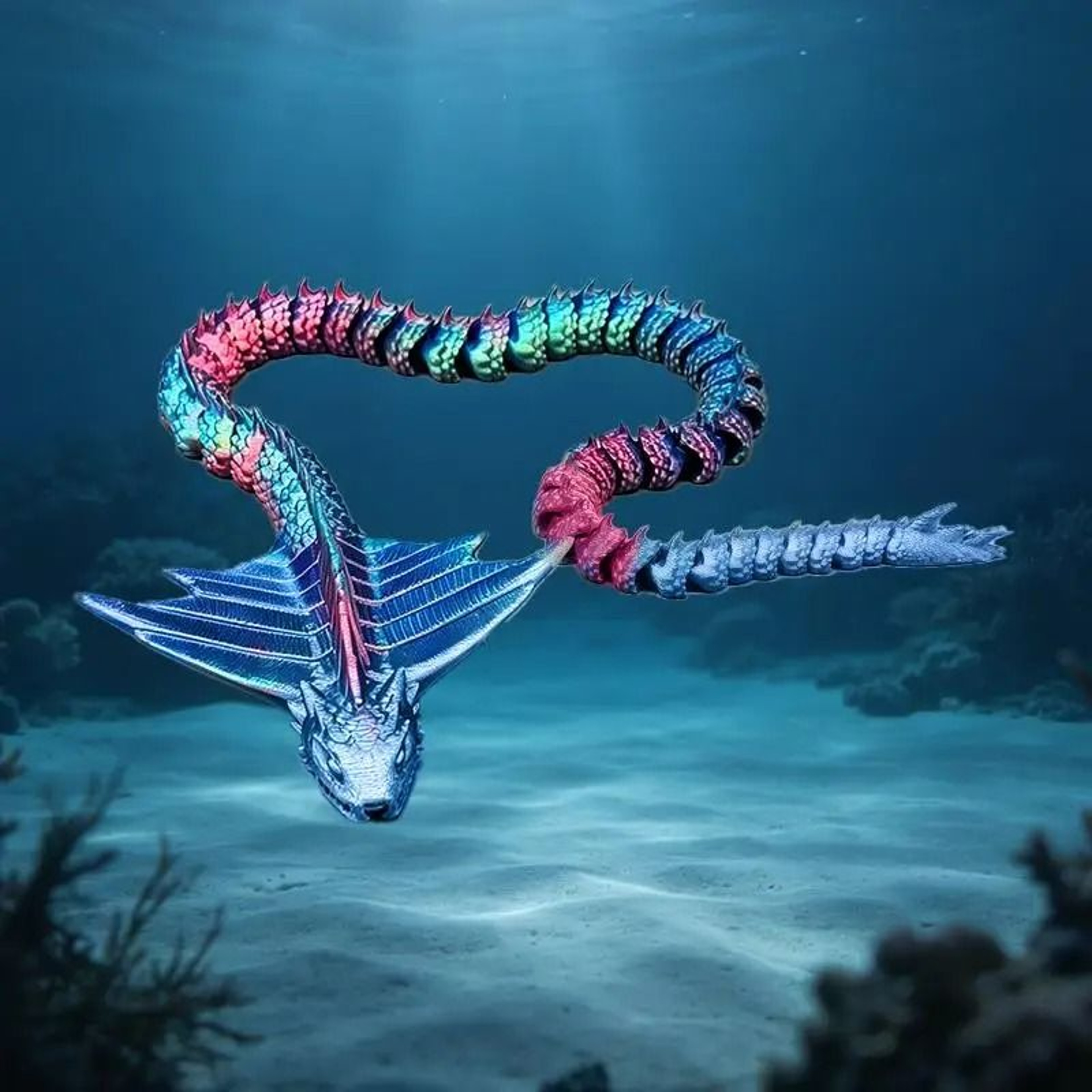 3D Printed Articulated Serpent Dragon Snake Figurine 0