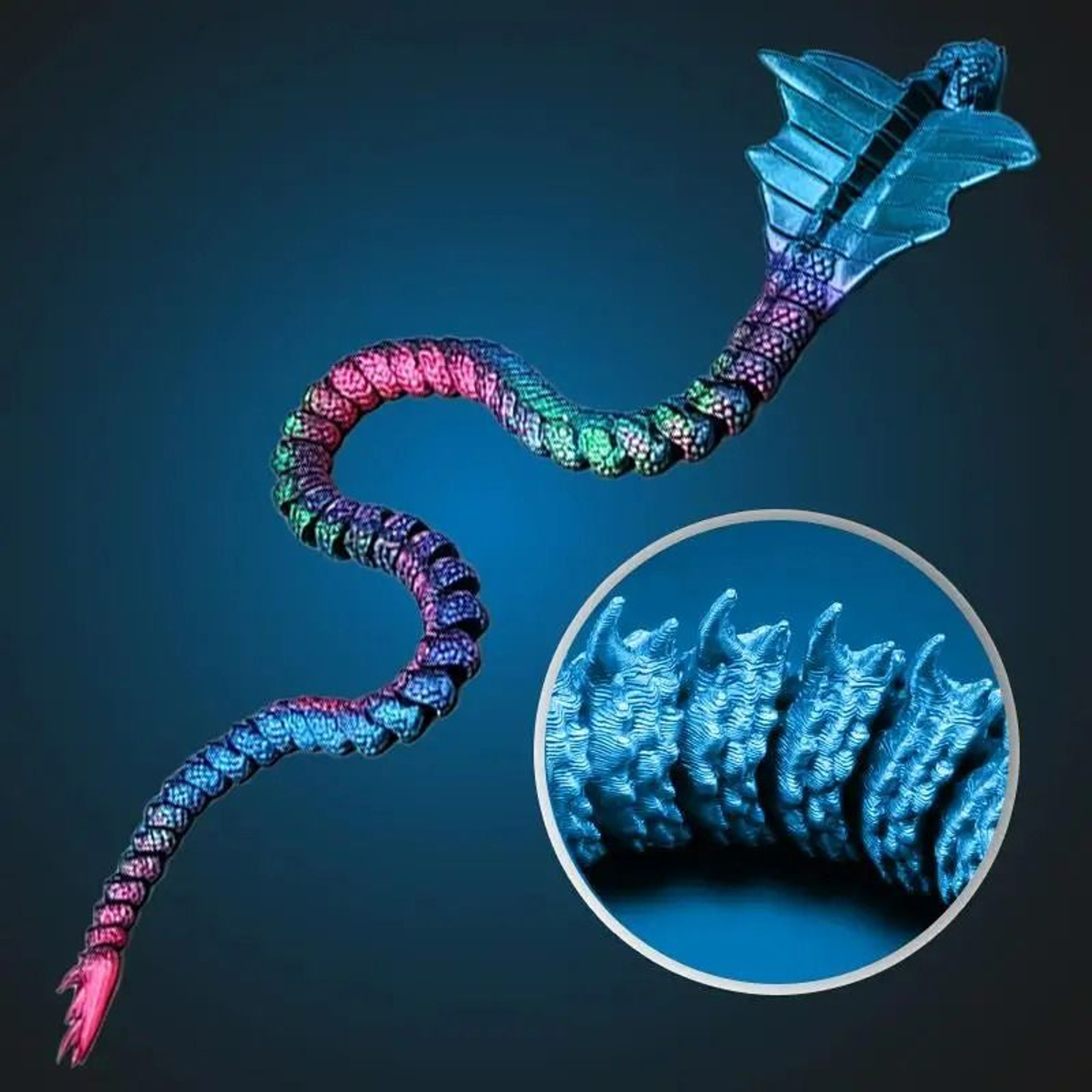 3D Printed Articulated Serpent Dragon Snake Figurine 2