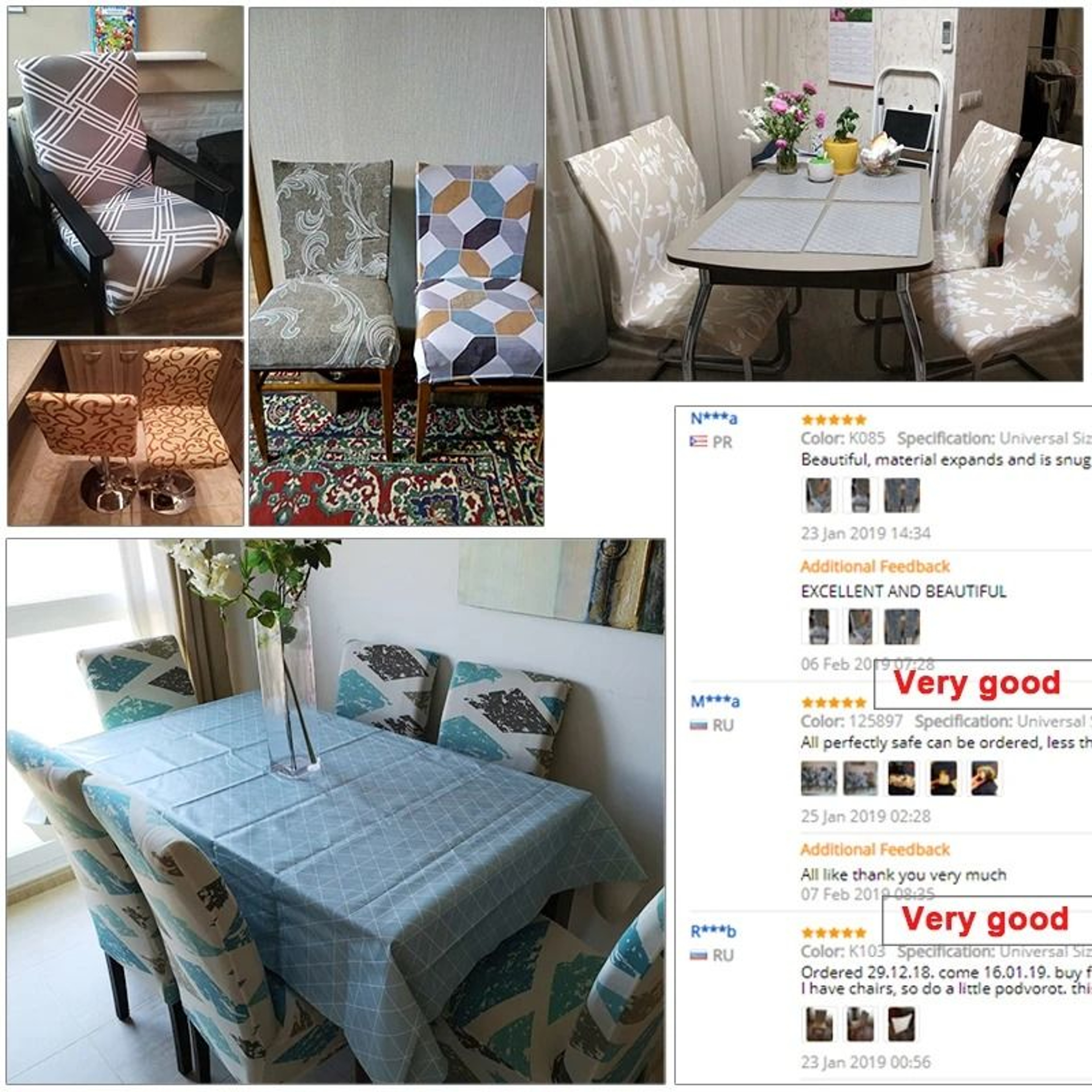 Jacquard Fabric Stretch Dining Chair Seat Cover 6