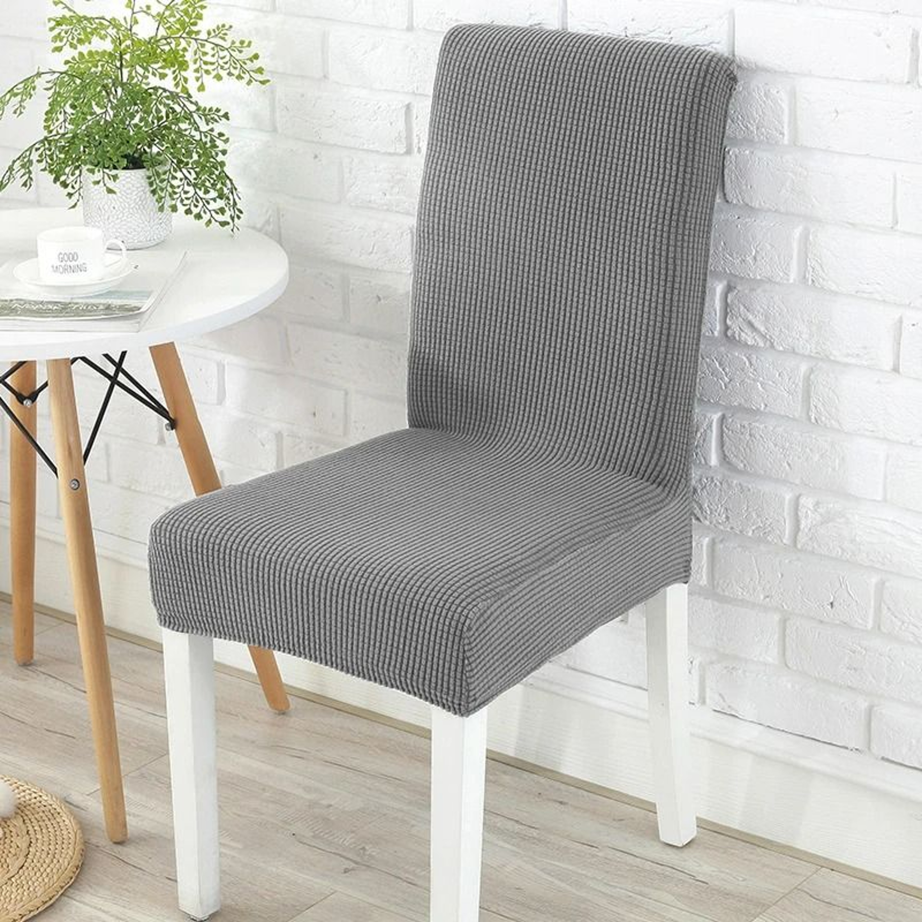 Jacquard Fabric Stretch Dining Chair Seat Cover 4