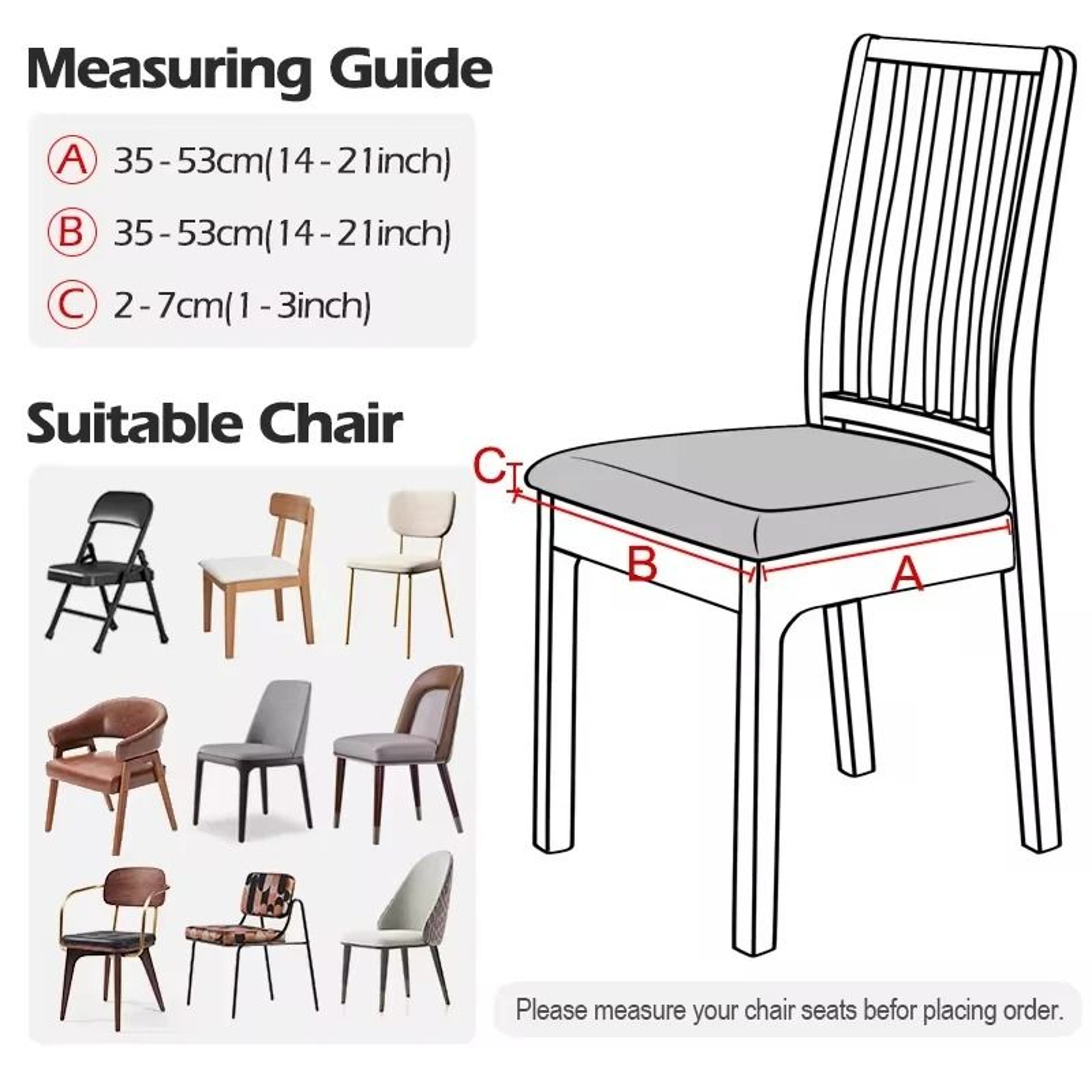 Stretch Jacquard Upholstered Dining Chair Seat Cover 2
