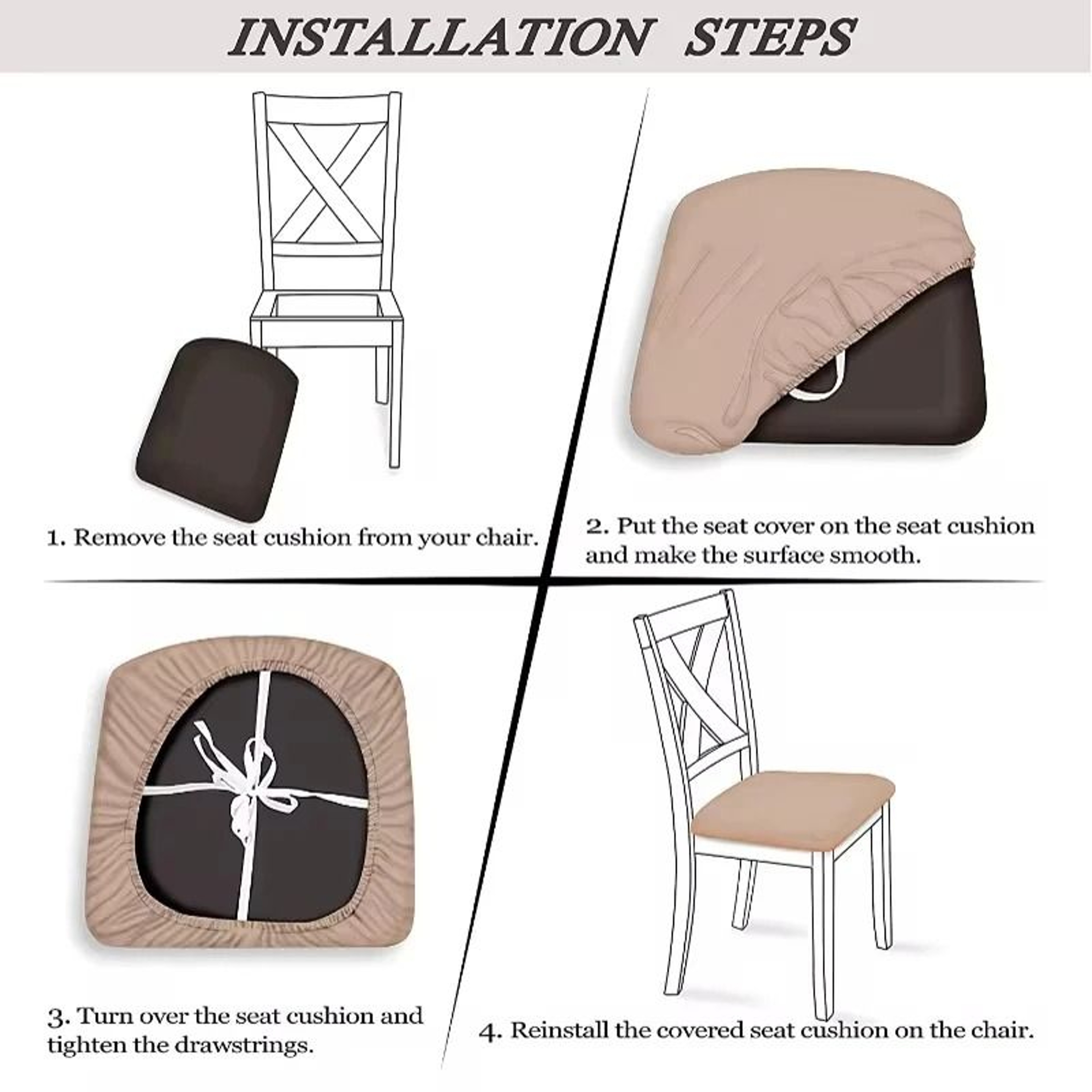 Stretch Jacquard Upholstered Dining Chair Seat Cover 6