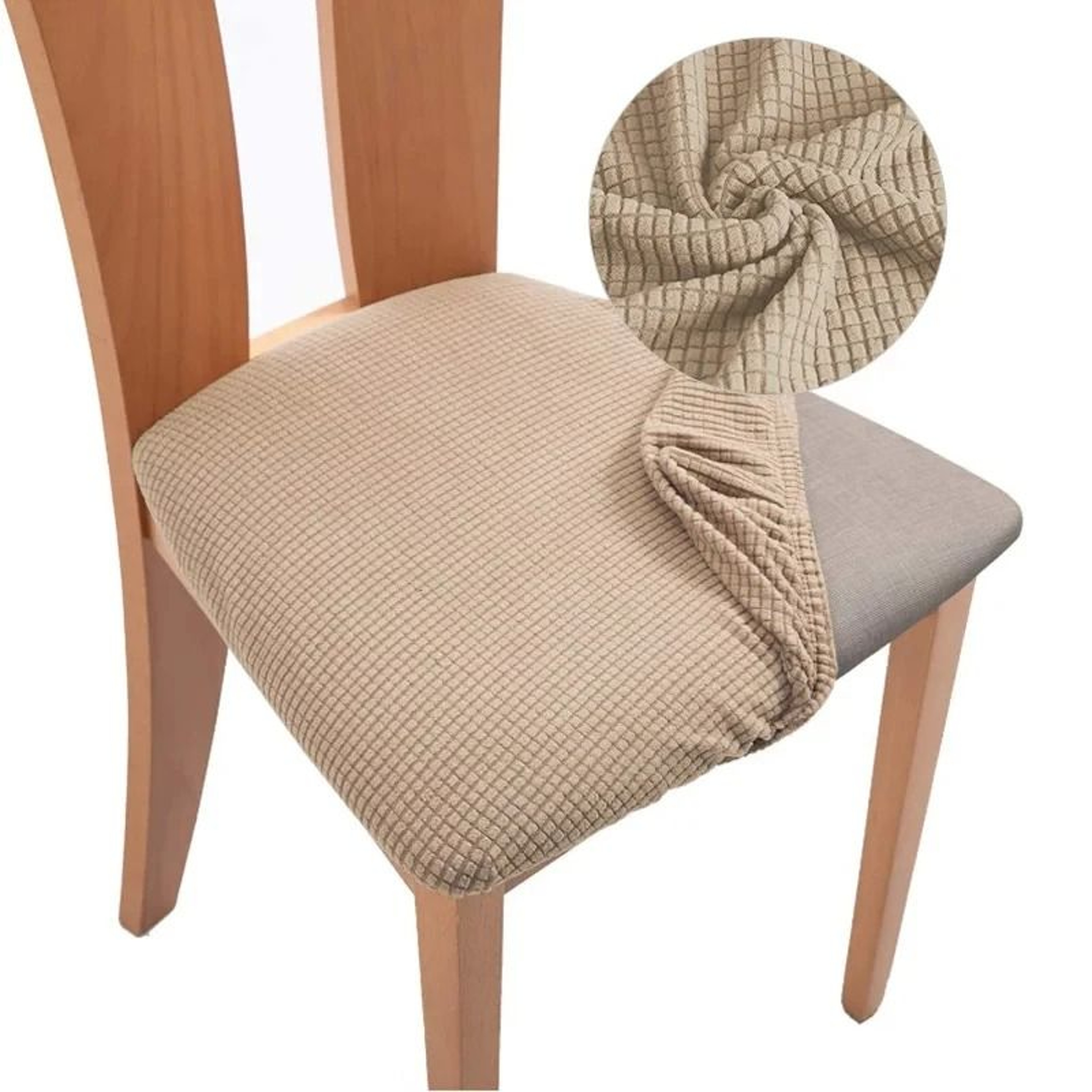 Stretch Jacquard Upholstered Dining Chair Seat Cover 13