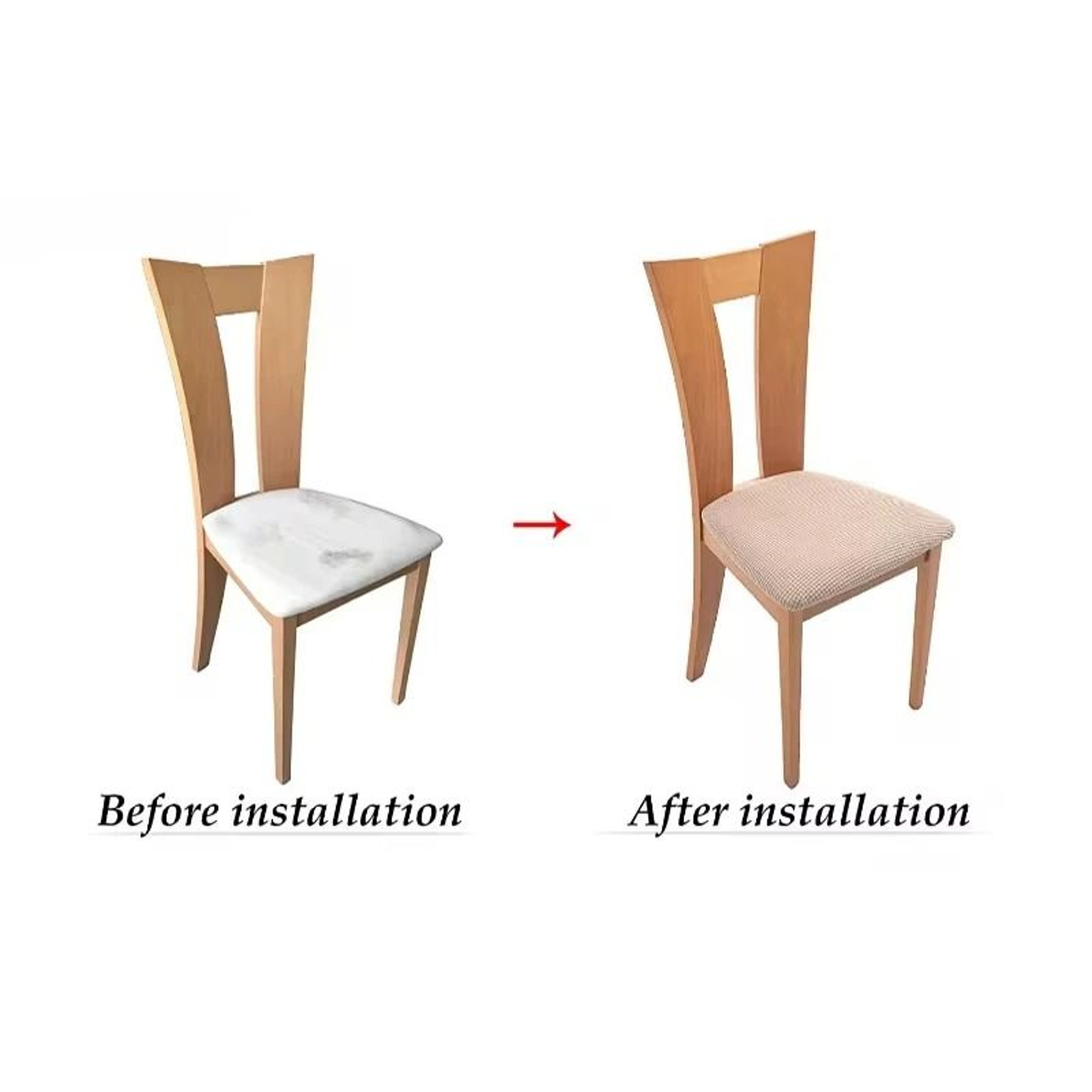 Stretch Jacquard Upholstered Dining Chair Seat Cover 4