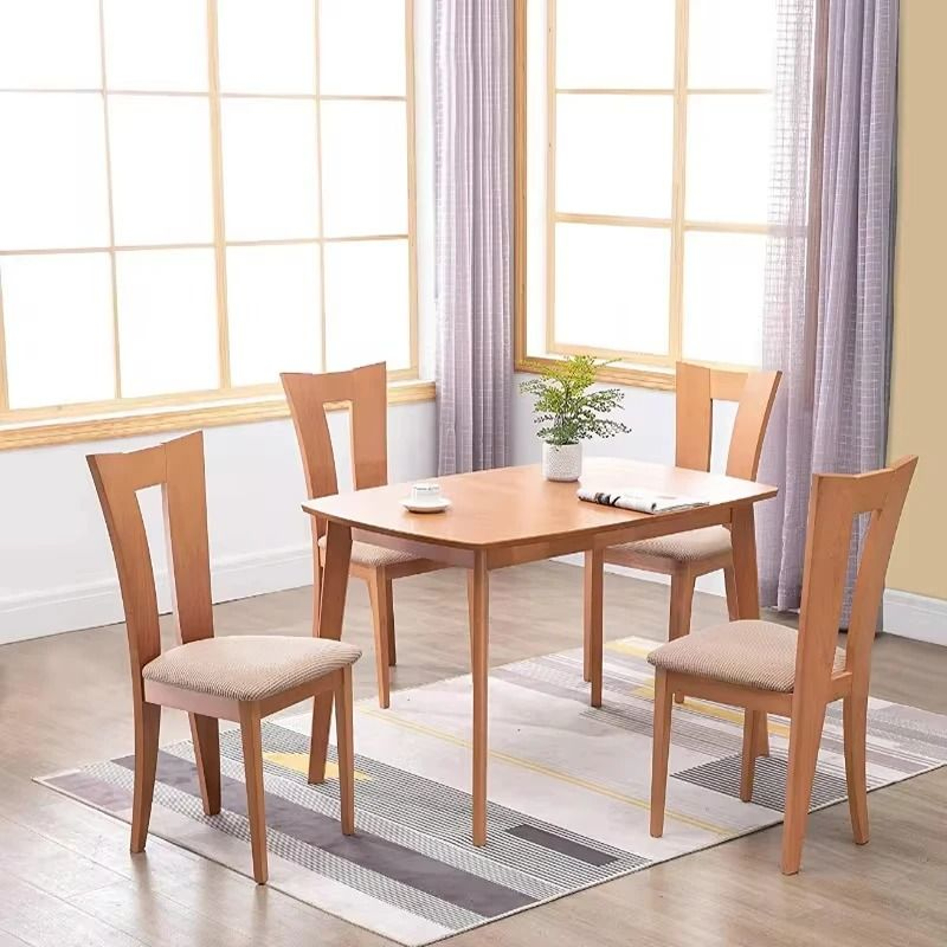 Stretch Jacquard Upholstered Dining Chair Seat Cover 5