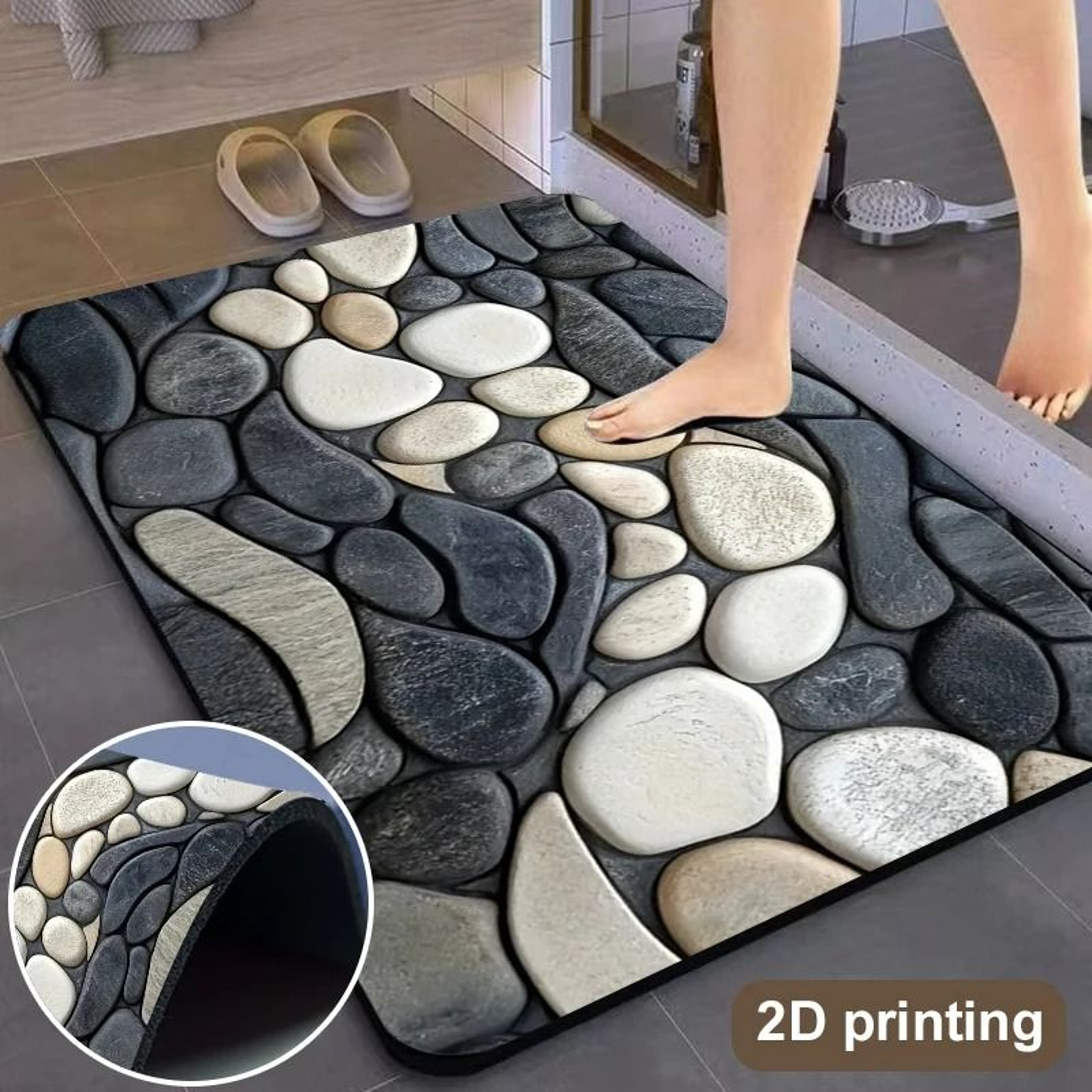 Pebble Pattern Diatomite Absorbent NonSlip Floor Mat 2