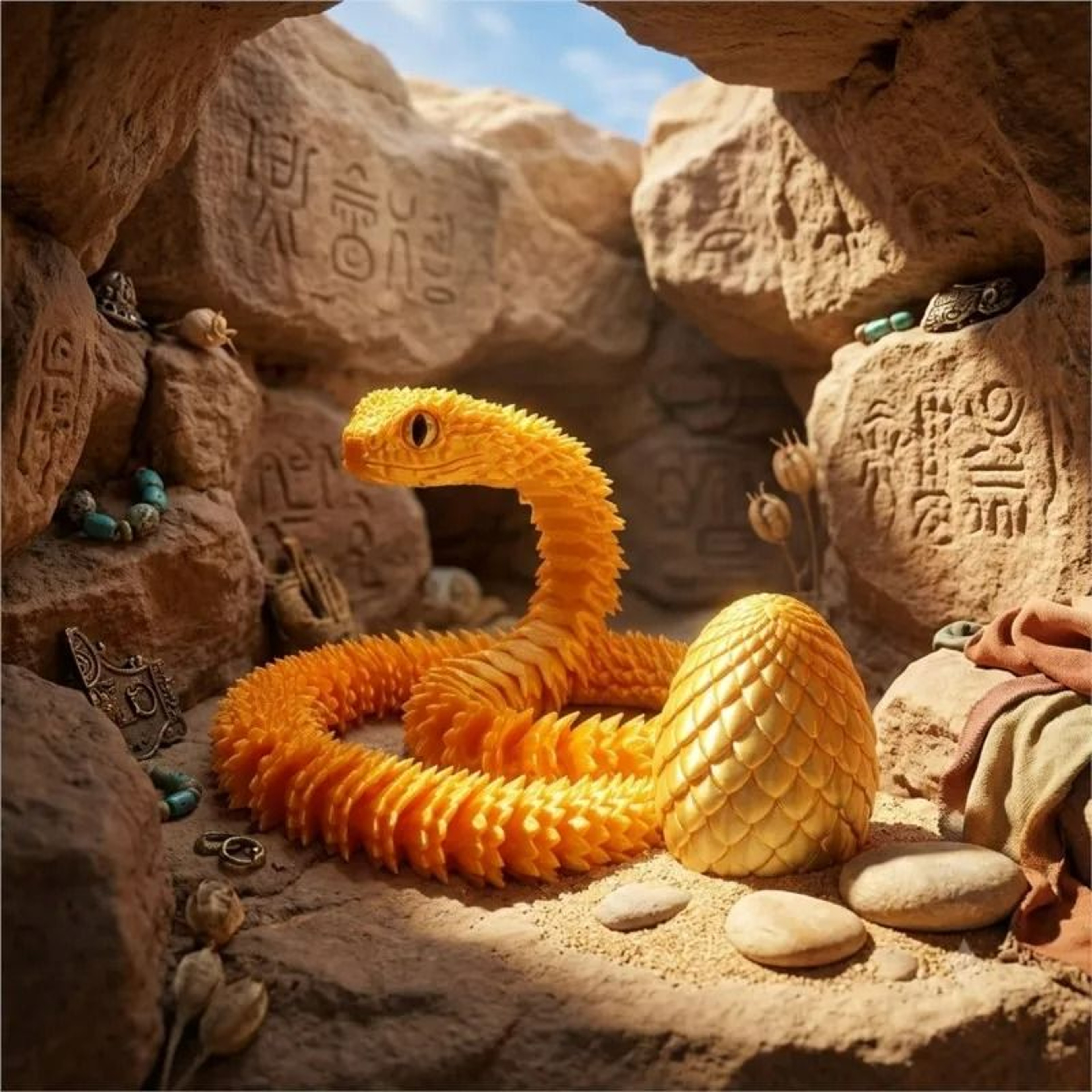 3D Printed Articulated Snake Figurine With Surprise Egg Container 4