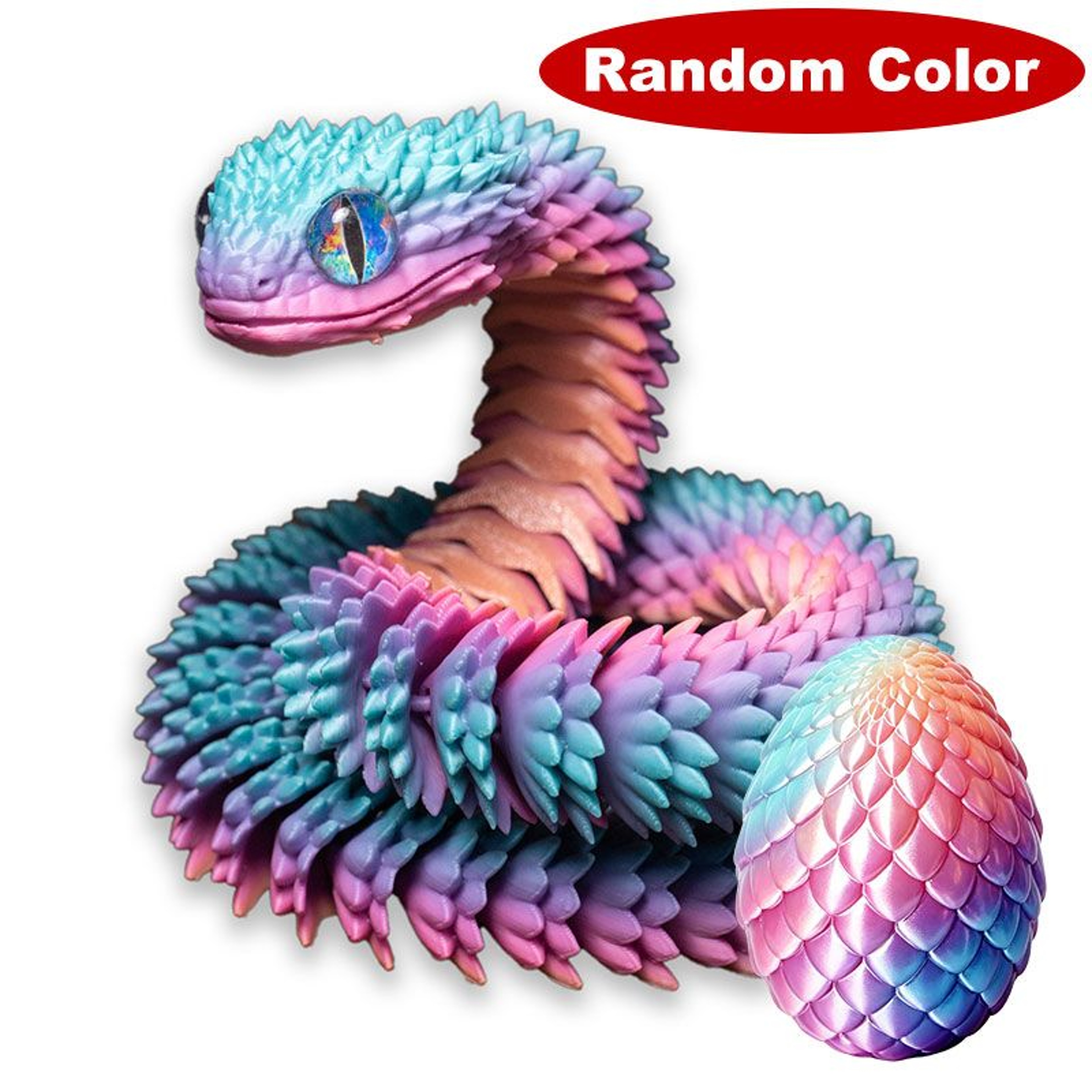 3D Printed Articulated Snake Figurine With Surprise Egg Container 8