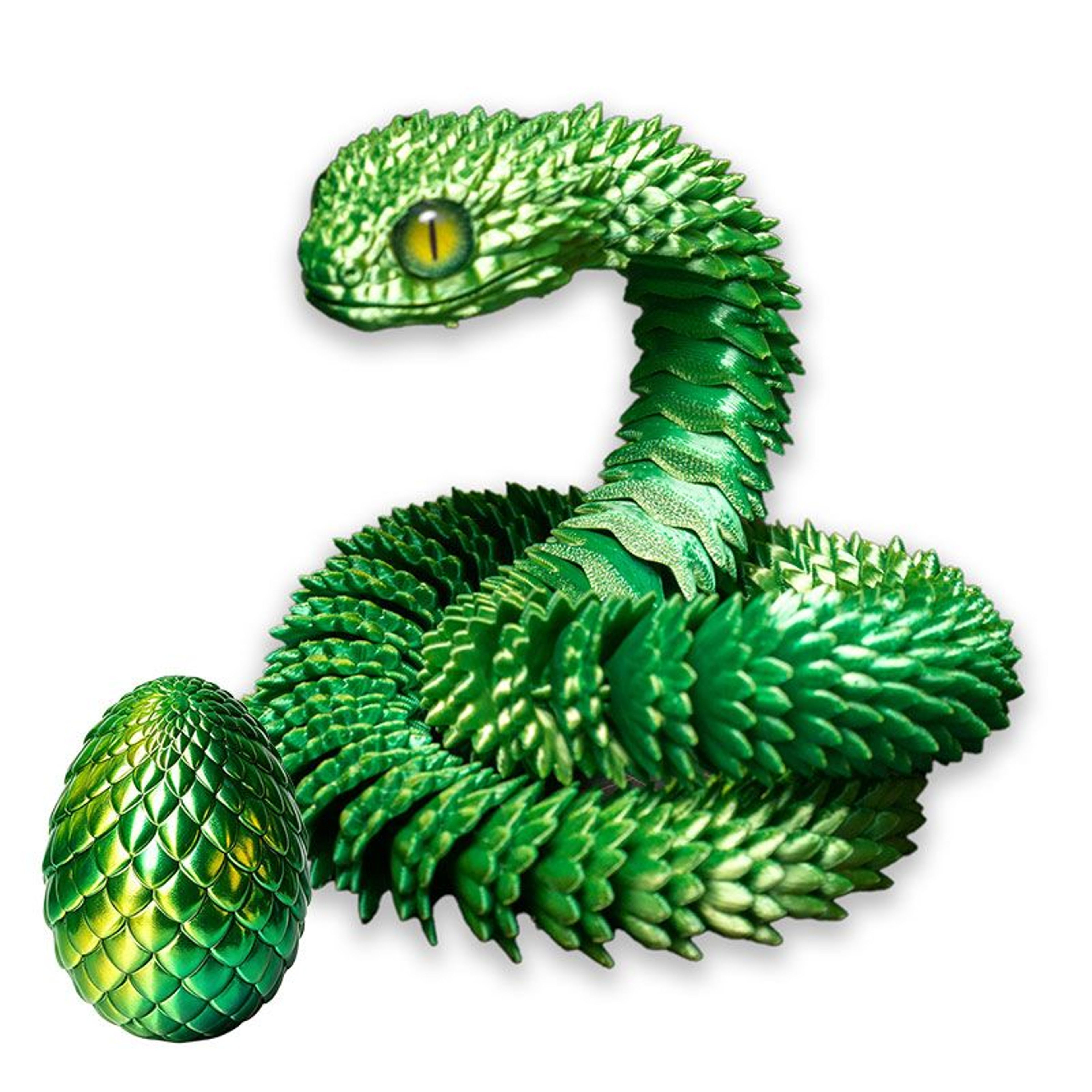 3D Printed Articulated Snake Figurine With Surprise Egg Container 6