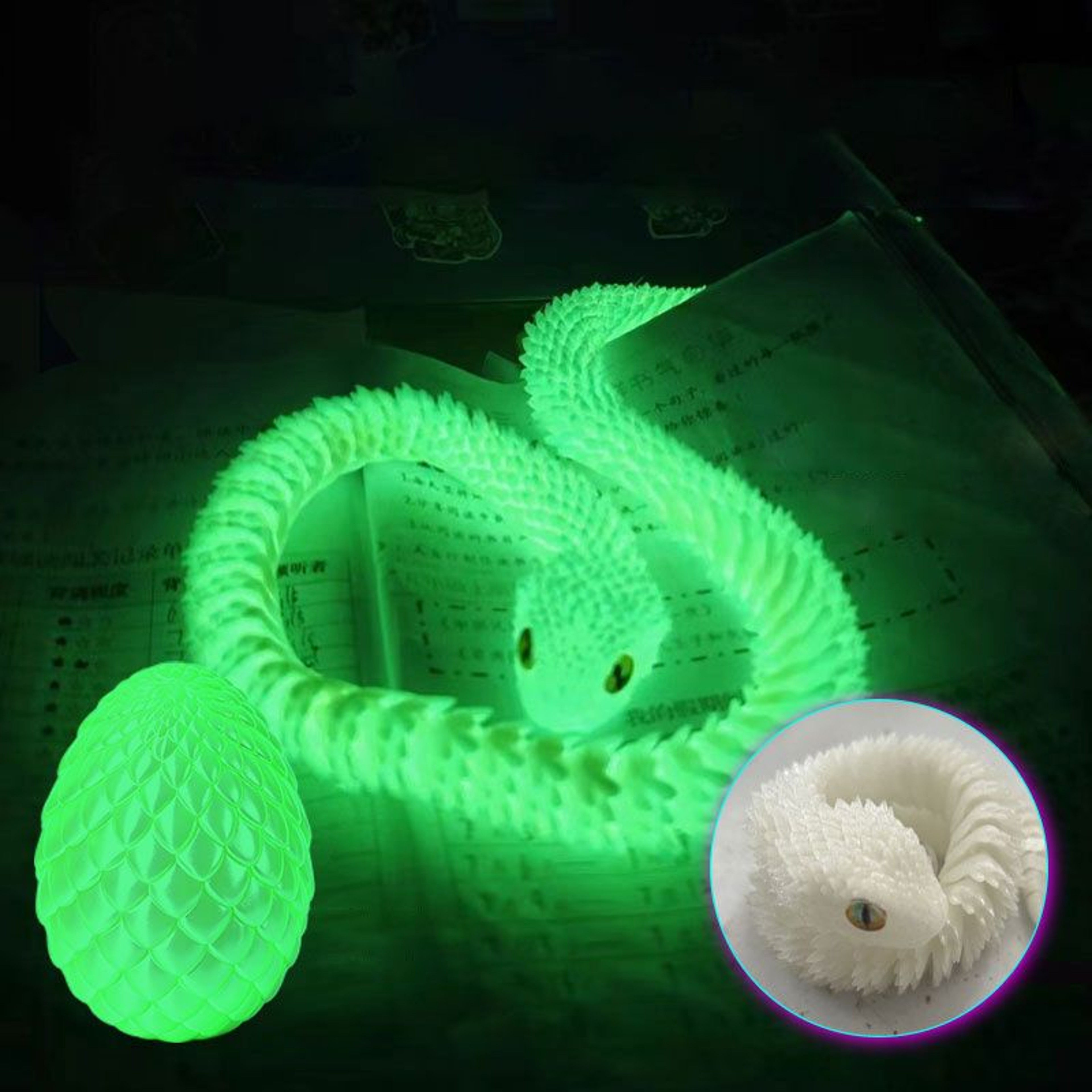 3D Printed Articulated Snake Figurine With Surprise Egg Container 9