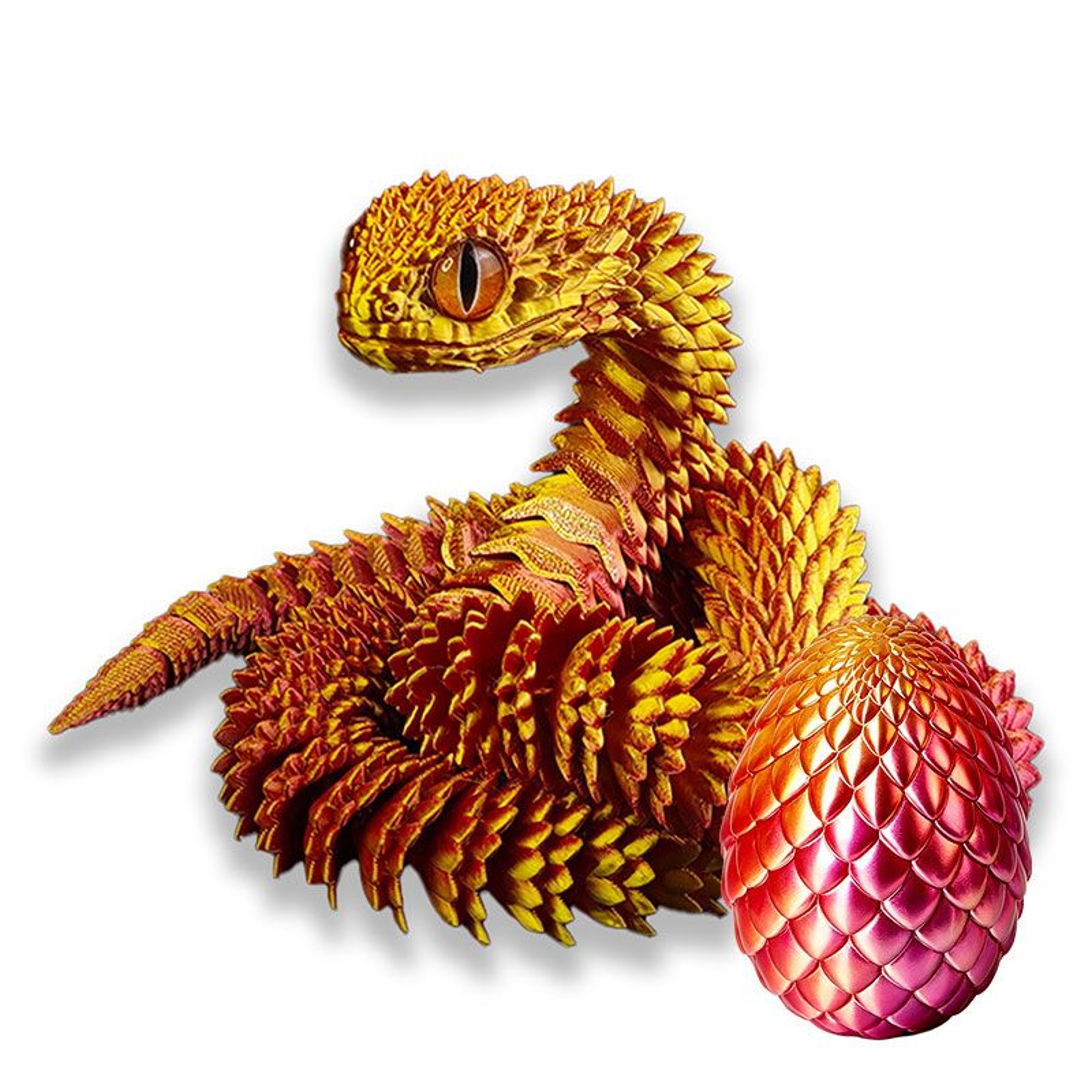 3D Printed Articulated Snake Figurine With Surprise Egg Container 10