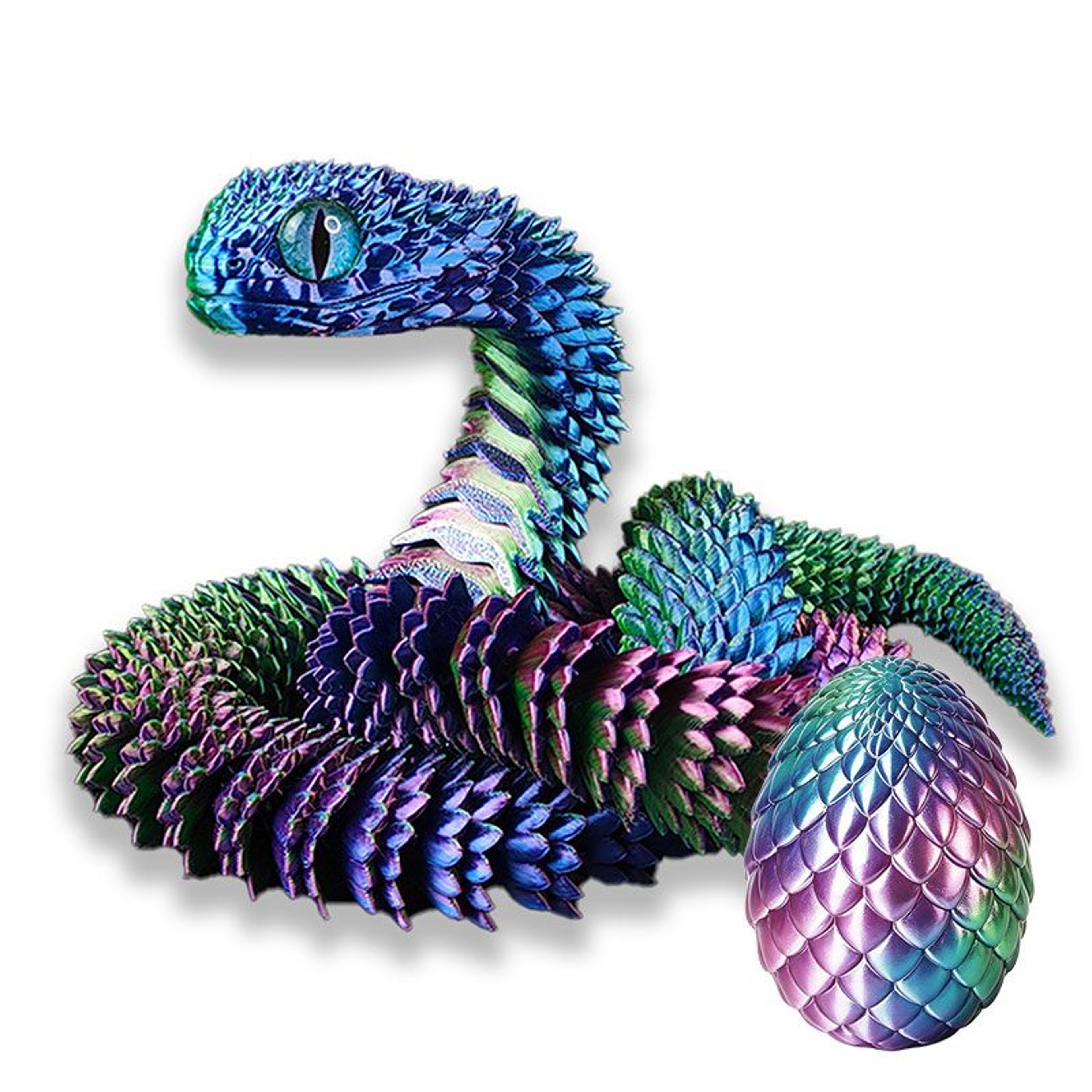 3D Printed Articulated Snake Figurine With Surprise Egg Container 14