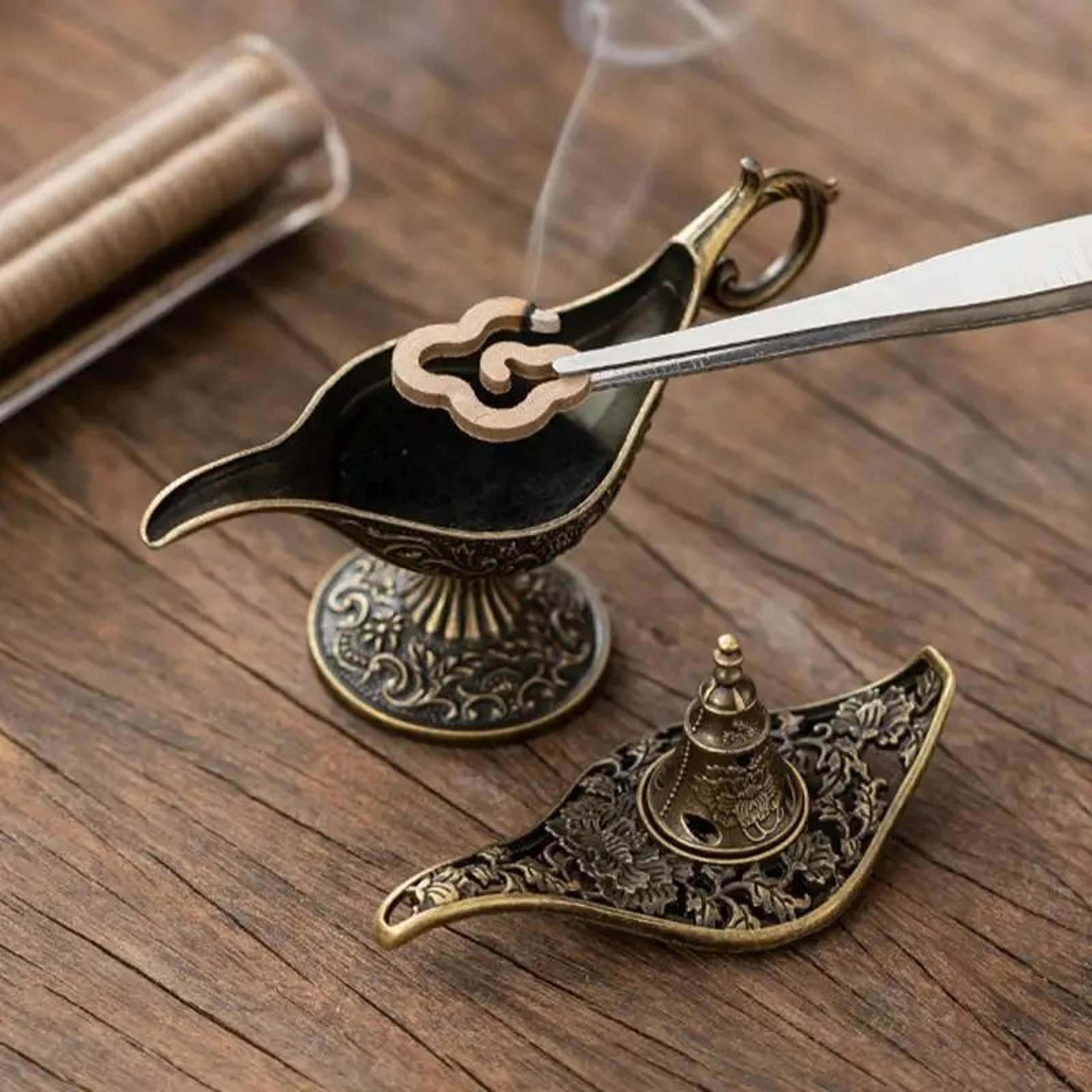 Small Metal Antique Style Incense Burner  Candle Holder 4