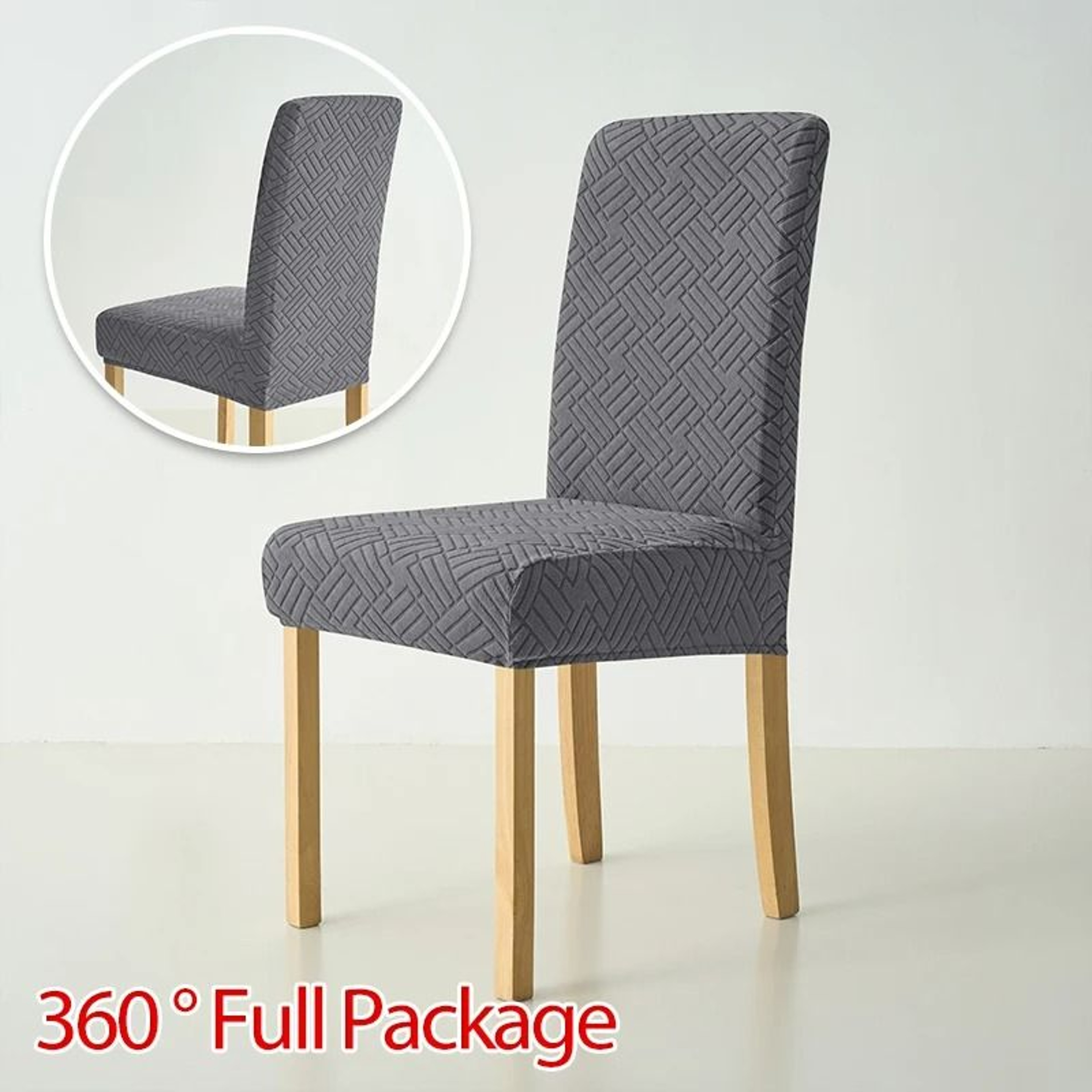 Jacquard Fabric AntiDust Stretch Dining Chair Cover 4