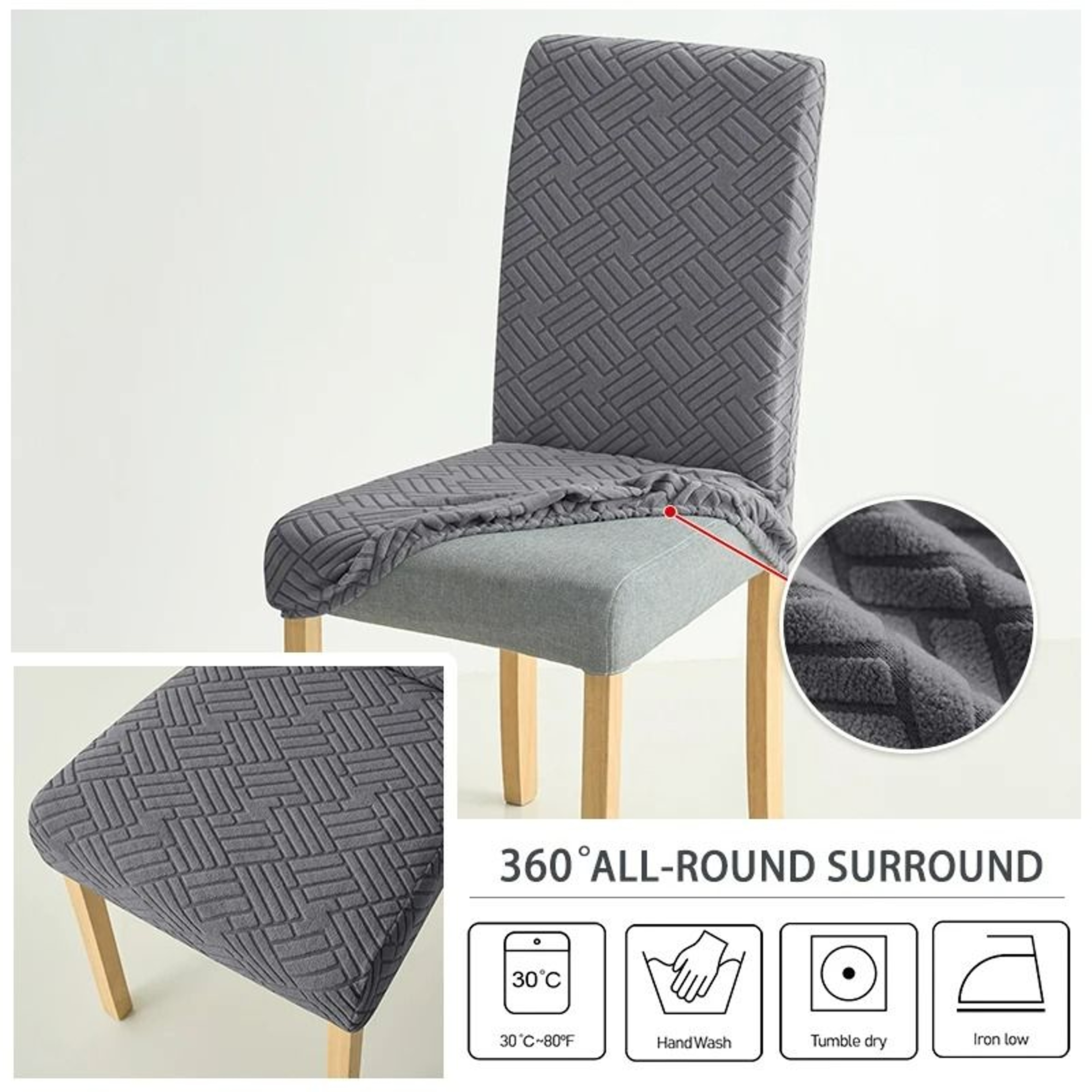 Jacquard Fabric AntiDust Stretch Dining Chair Cover 5