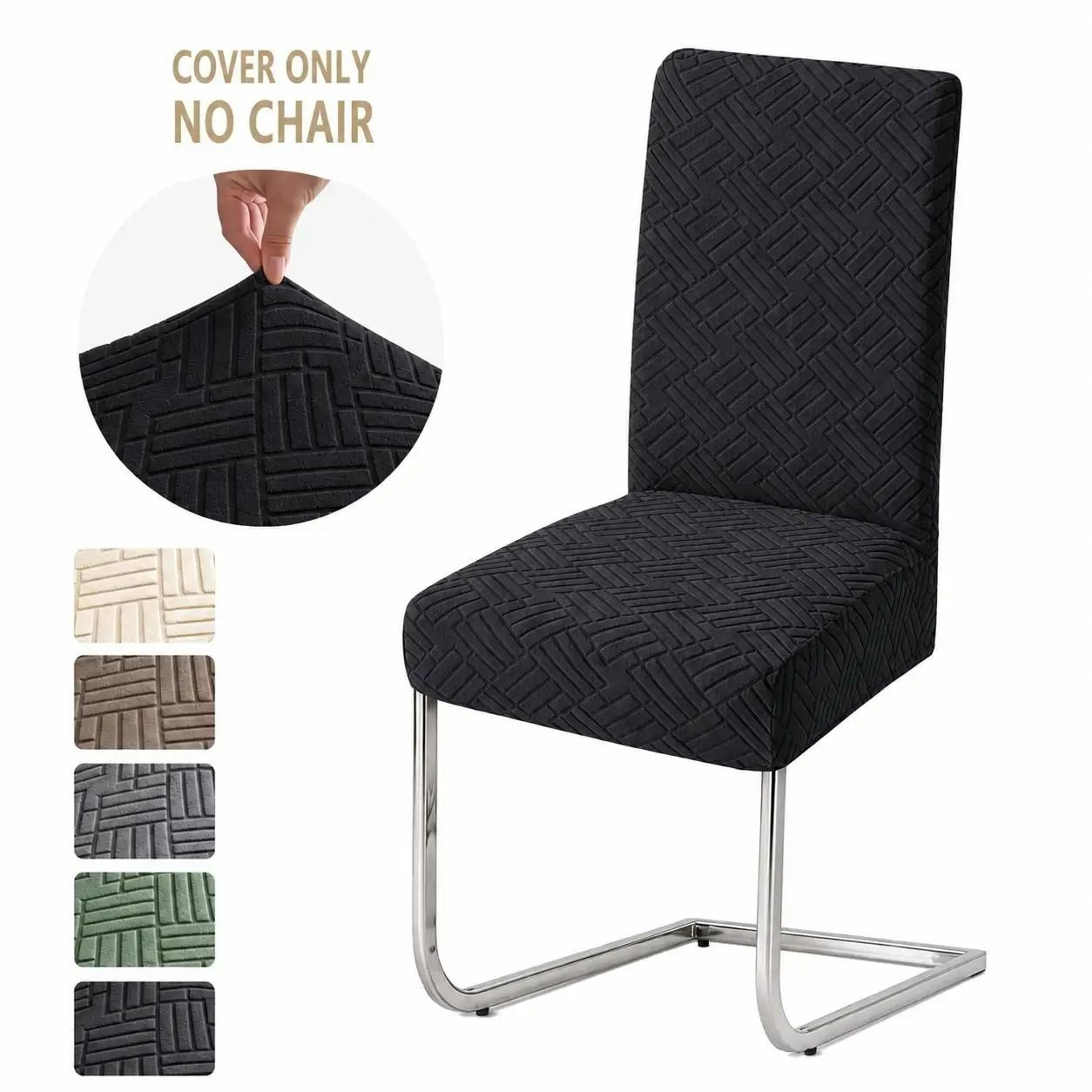 Jacquard Fabric AntiDust Stretch Dining Chair Cover 10