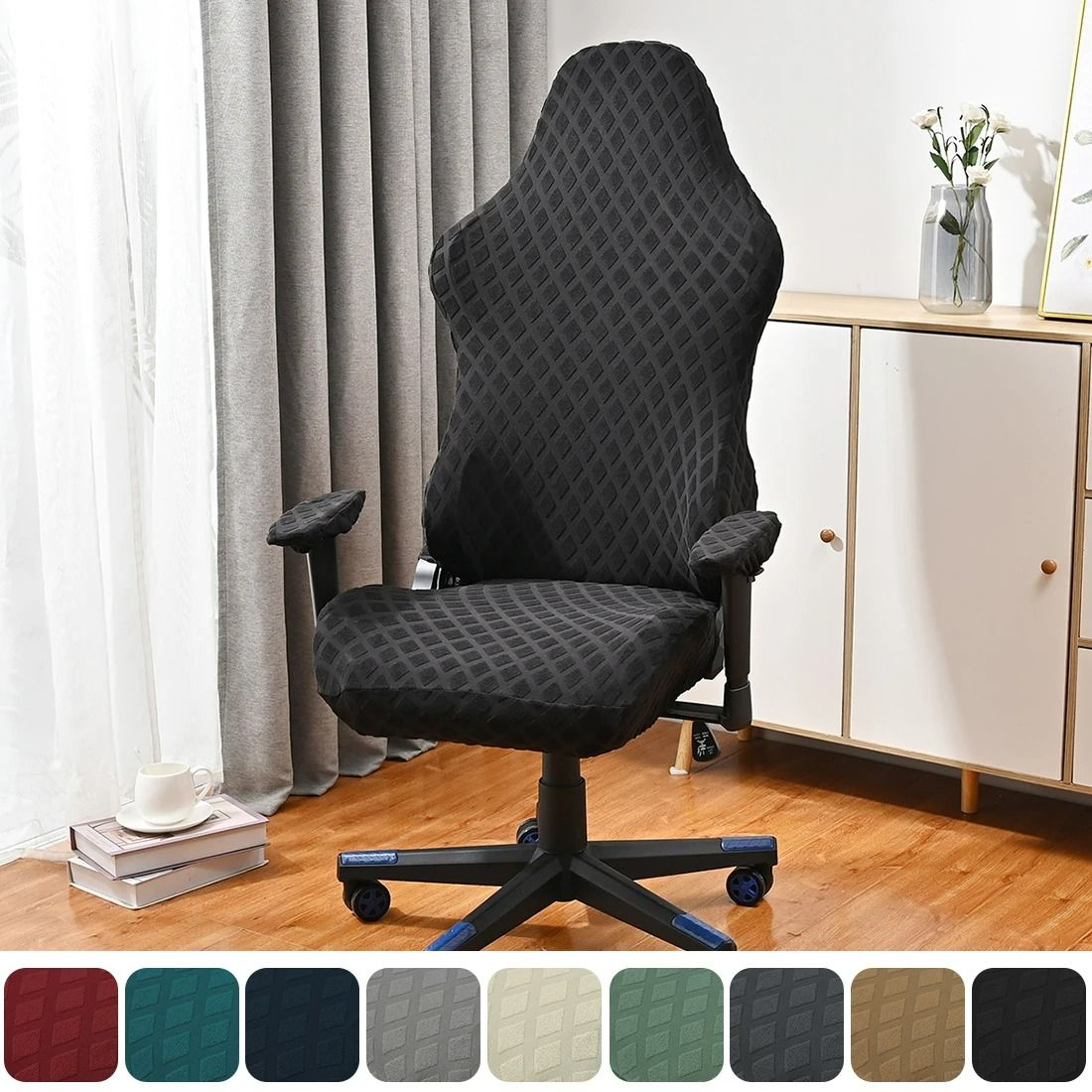 4Pcs Set Jacquard Gaming  Office Chair Cover With Armrest Covers 6