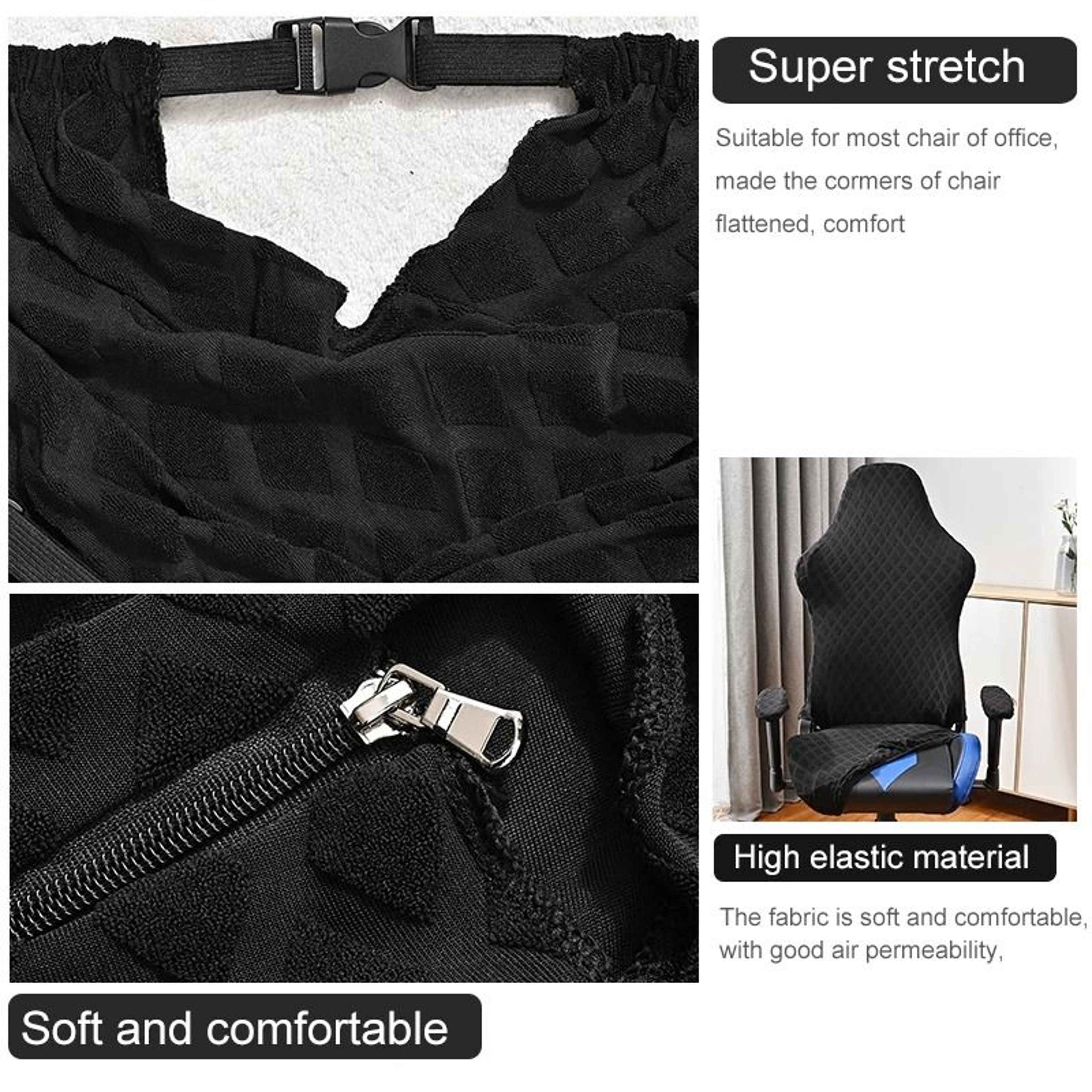 4Pcs Set Jacquard Gaming  Office Chair Cover With Armrest Covers 4