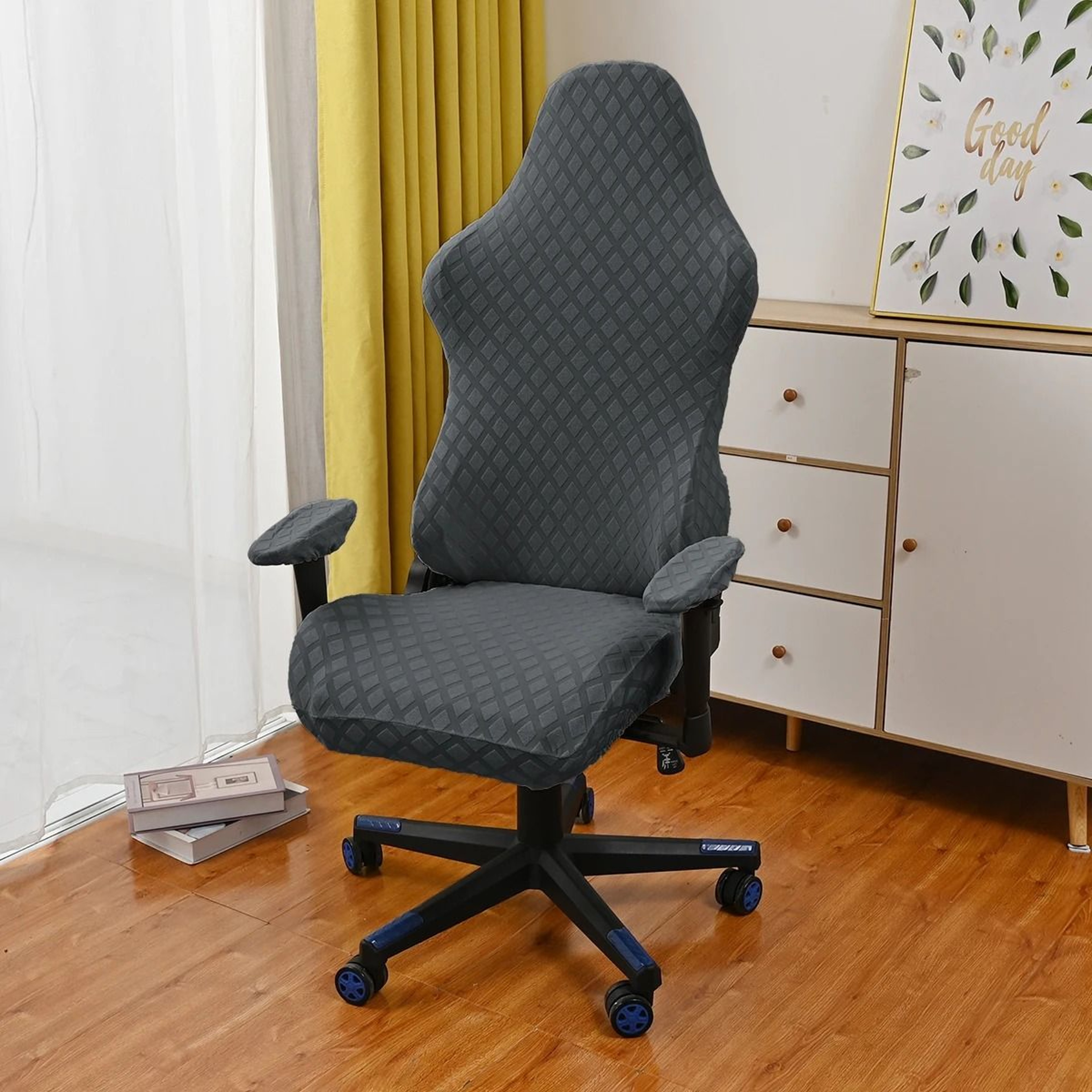 4Pcs Set Jacquard Gaming  Office Chair Cover With Armrest Covers 11