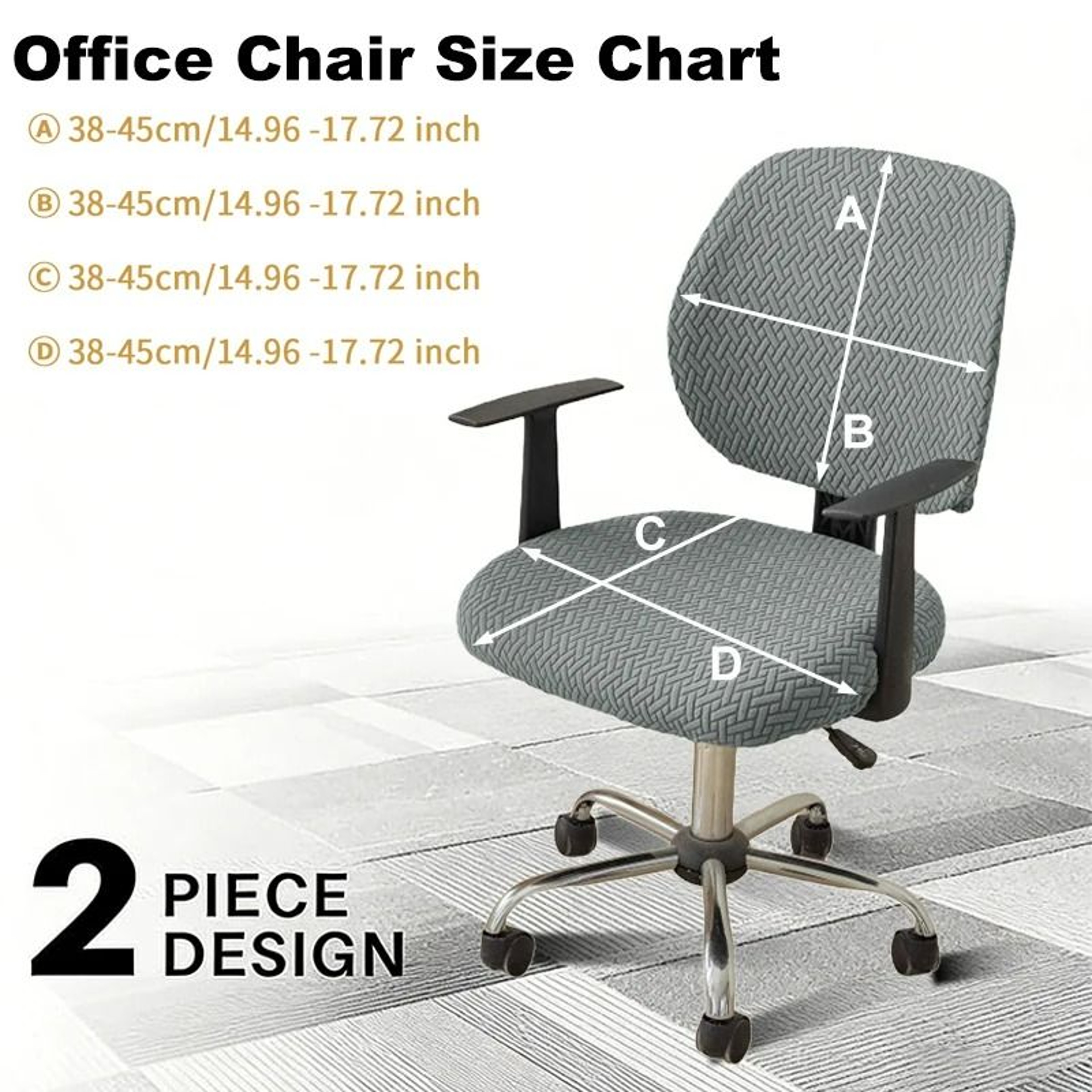 2Piece Split Grid Office Chair Cover Set 2