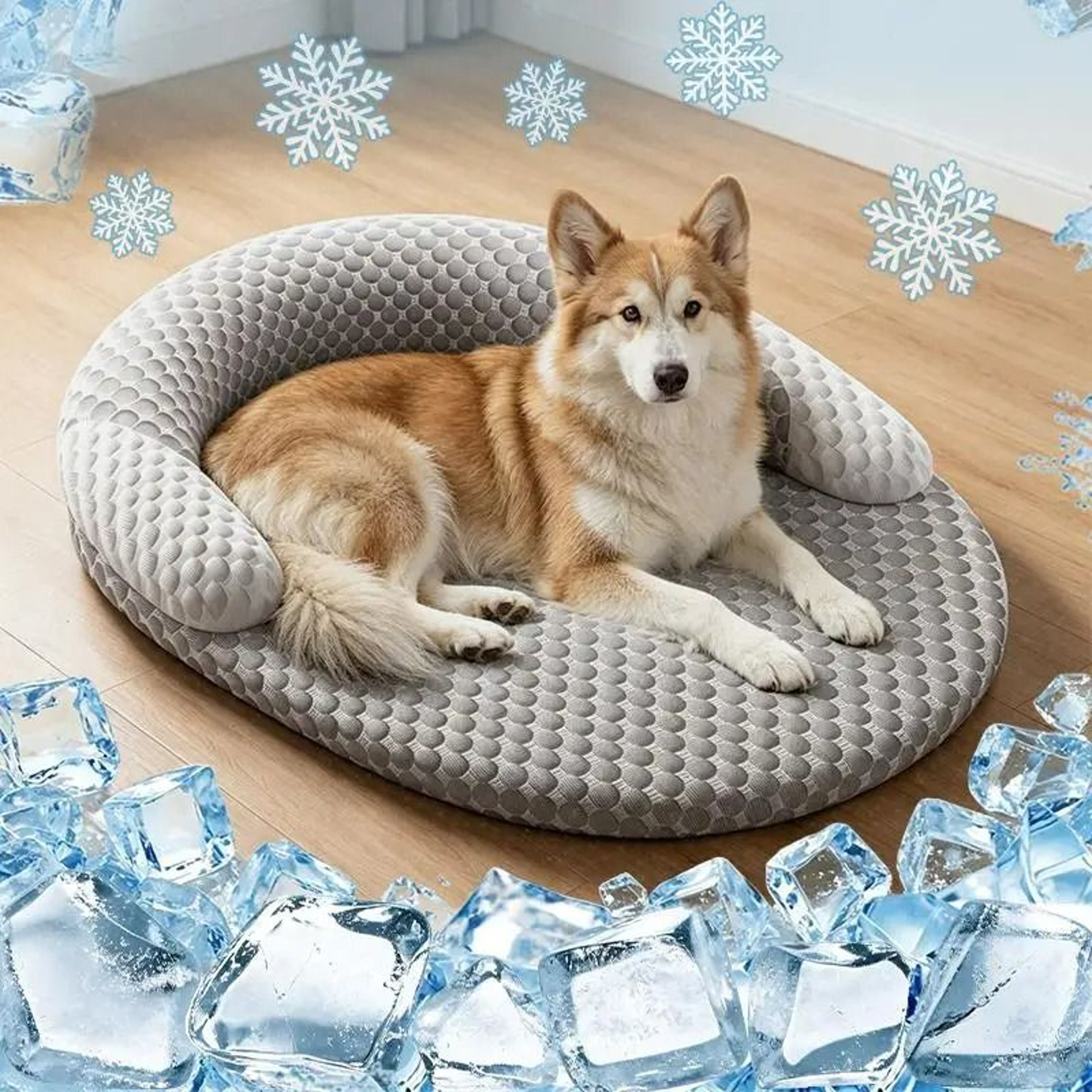 Summer Cooling Ice Silk Oval Pet Bed  Cushion 9