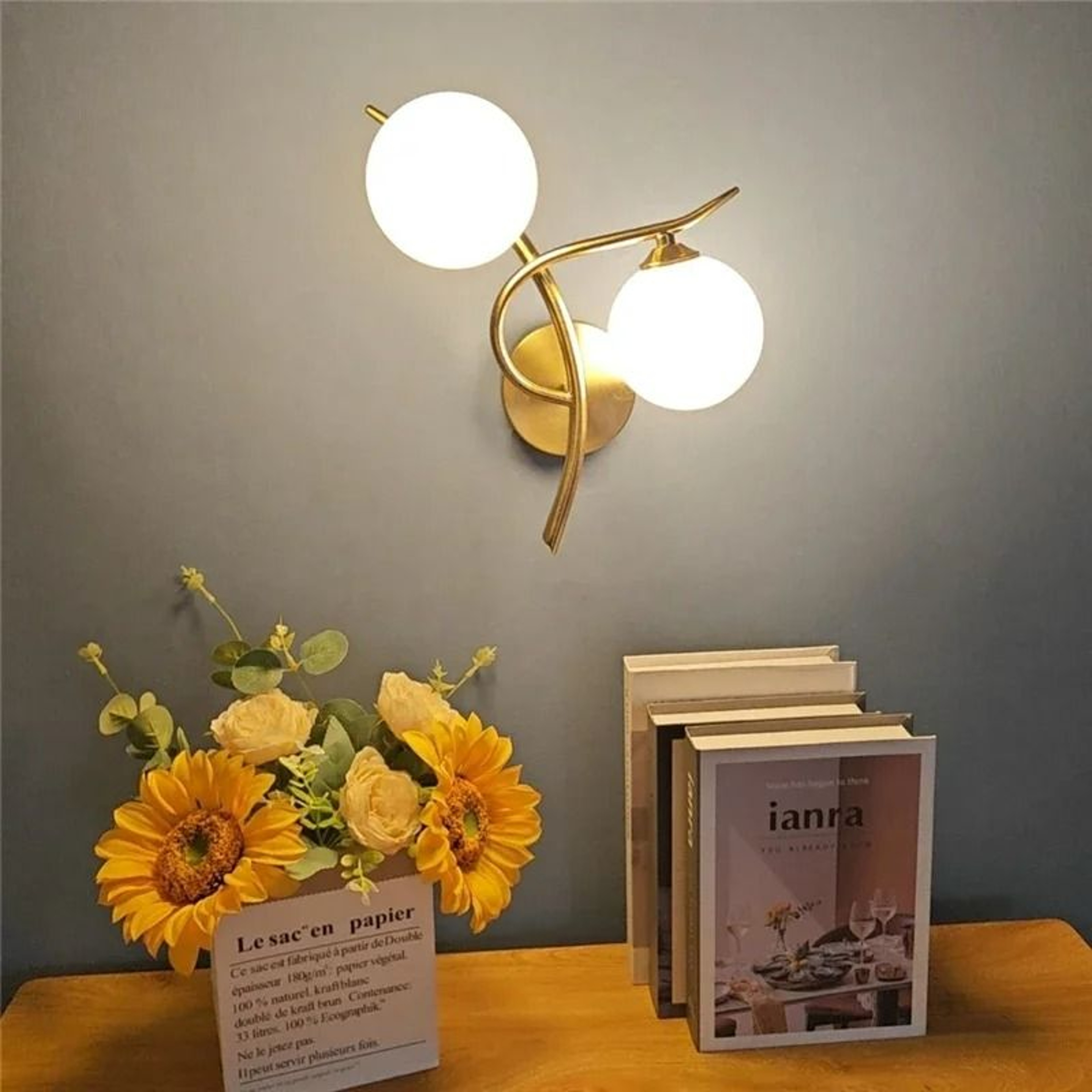 Nordic Glass Orb Iron Wall Sconce 3