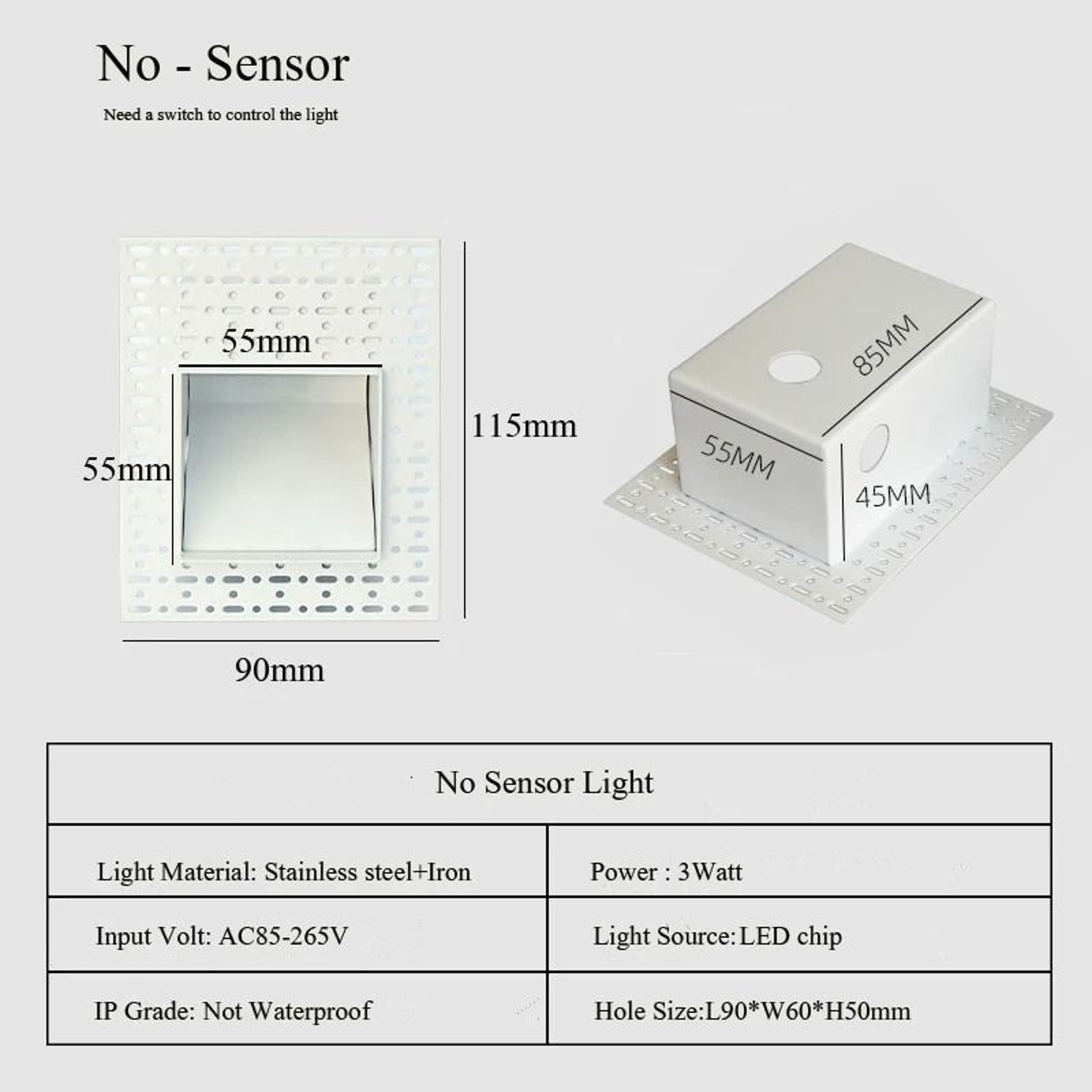 Embedded Motion Sensor LED Step  Stair Footlight 8