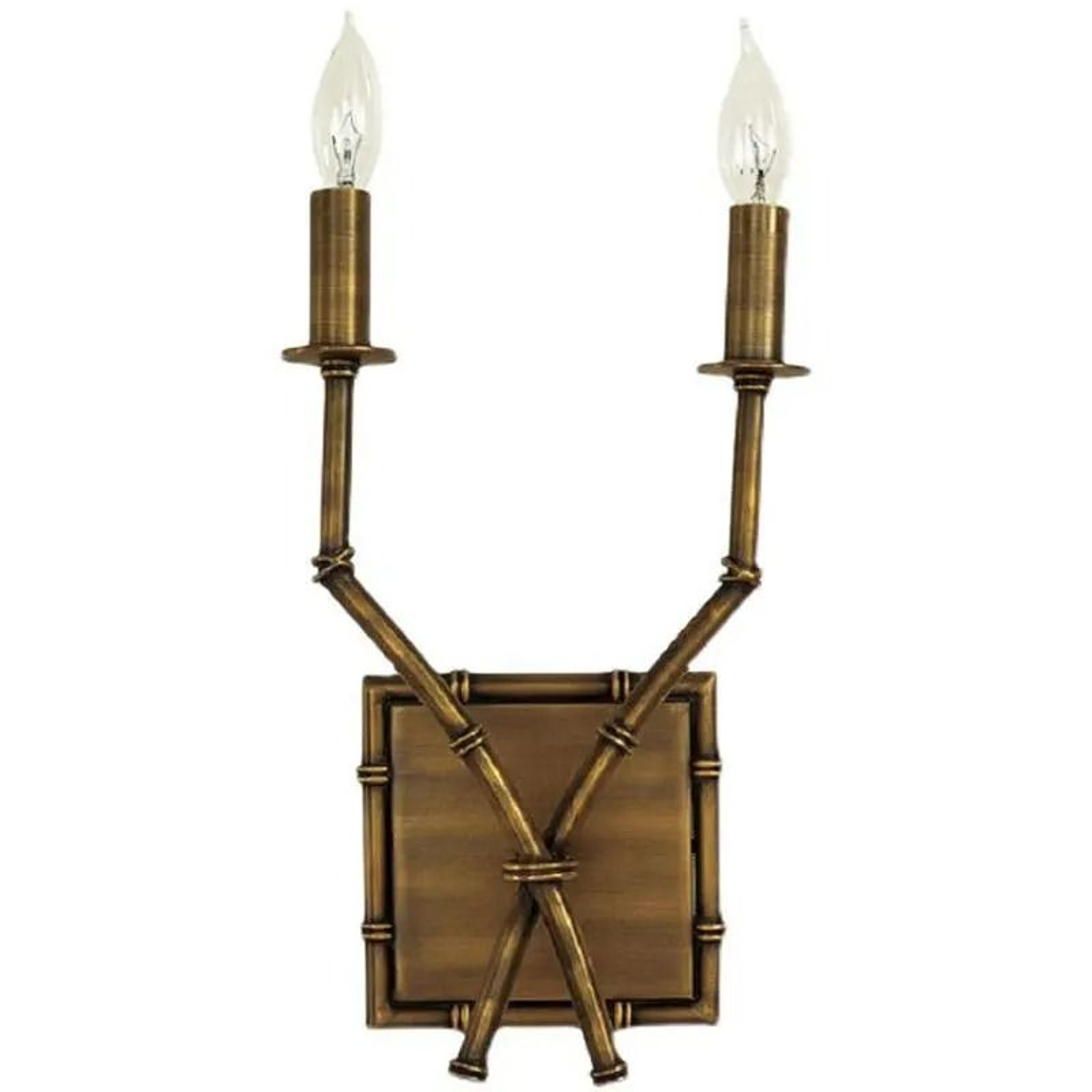 American Antique Iron  Bamboo DoubleHead Linen Wall Sconce 6
