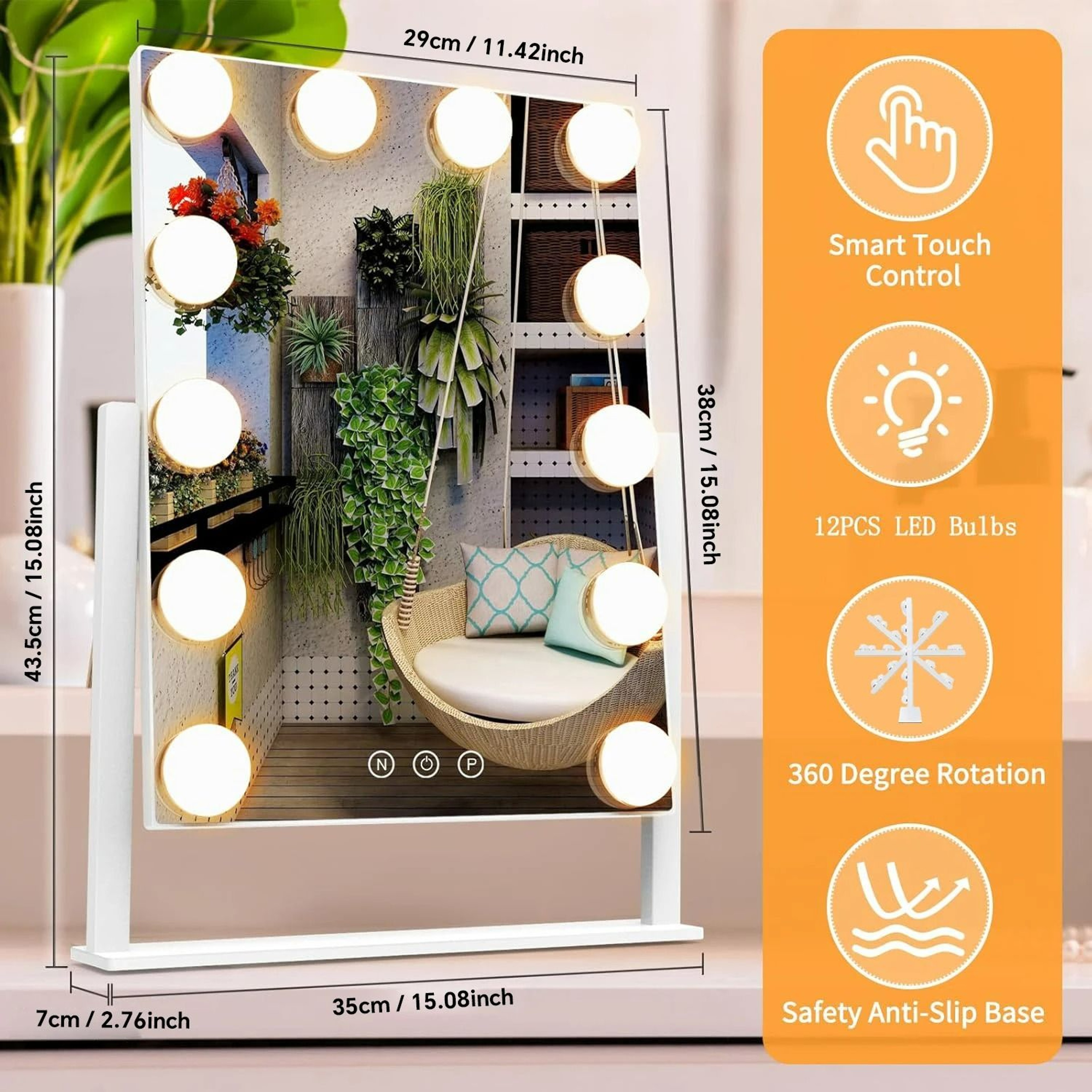 Hollywood Illuminated Vanity Mirror With 12 Dimmable LED Bulbs  10X Magnification 3