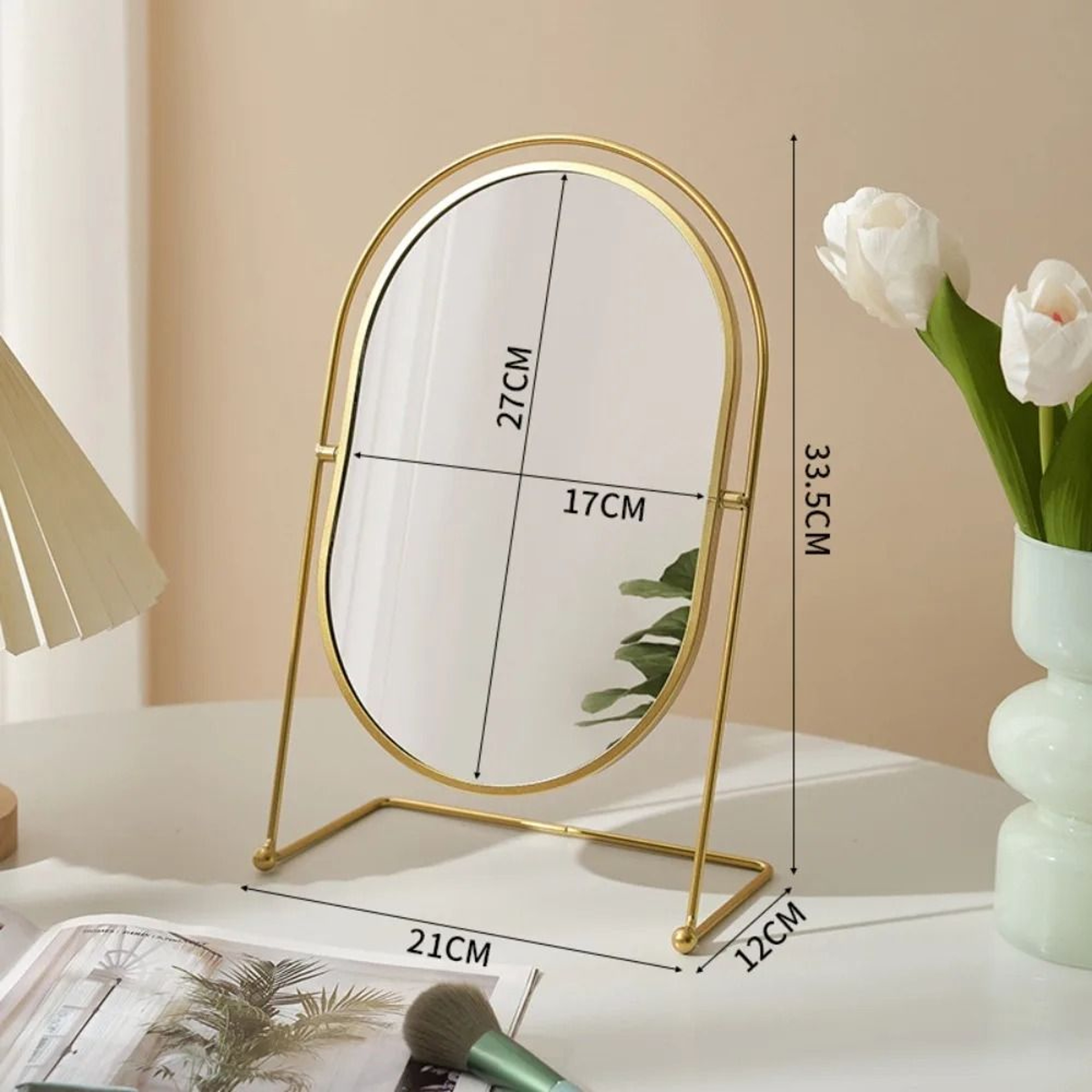 Nordic Iron Art 360 Rotatable Oval Desktop Vanity Mirror 2