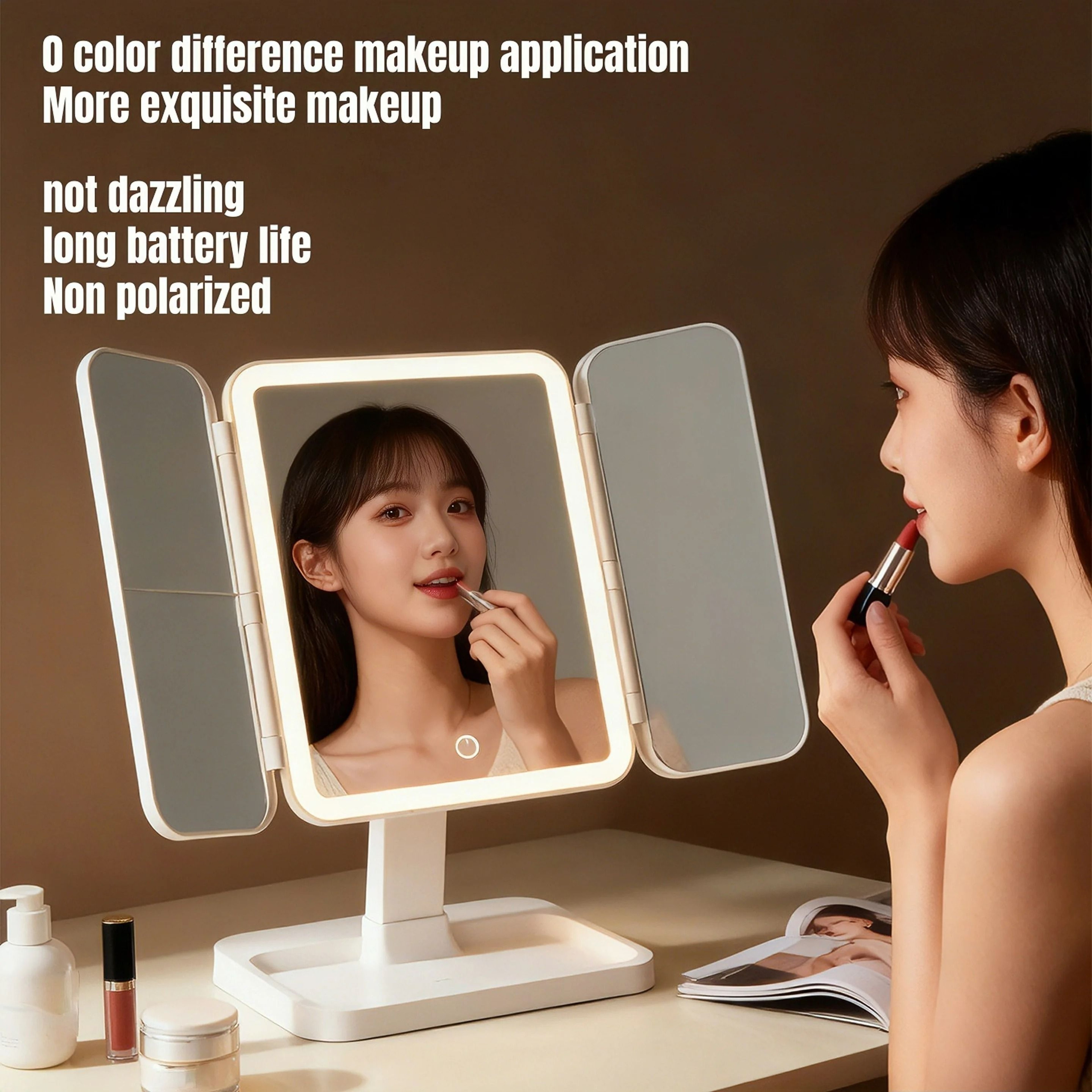 TripleFold Illuminated LED Vanity Makeup Mirror 3