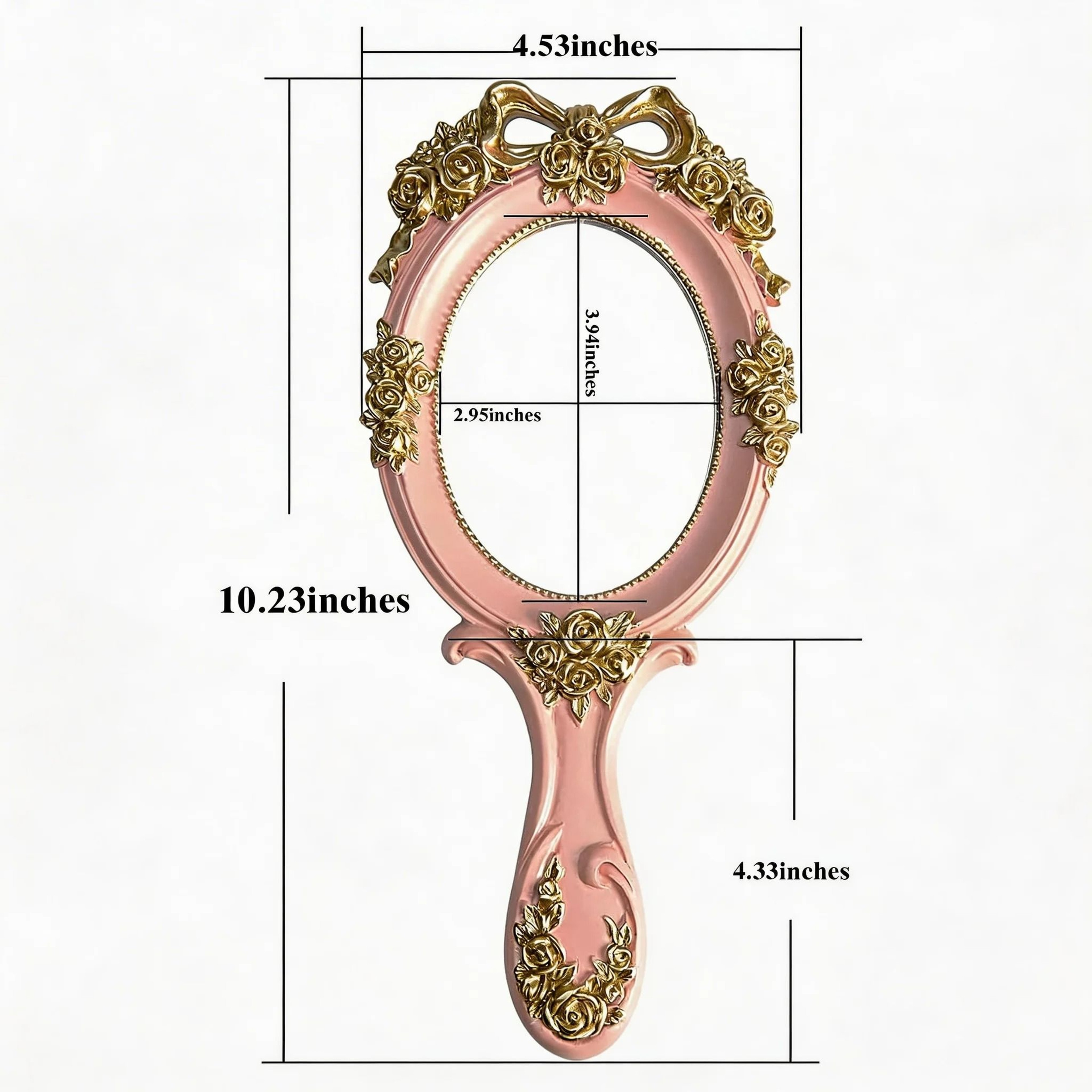 Portable Handheld Metal Princess Mirror With Rose Embossing 9