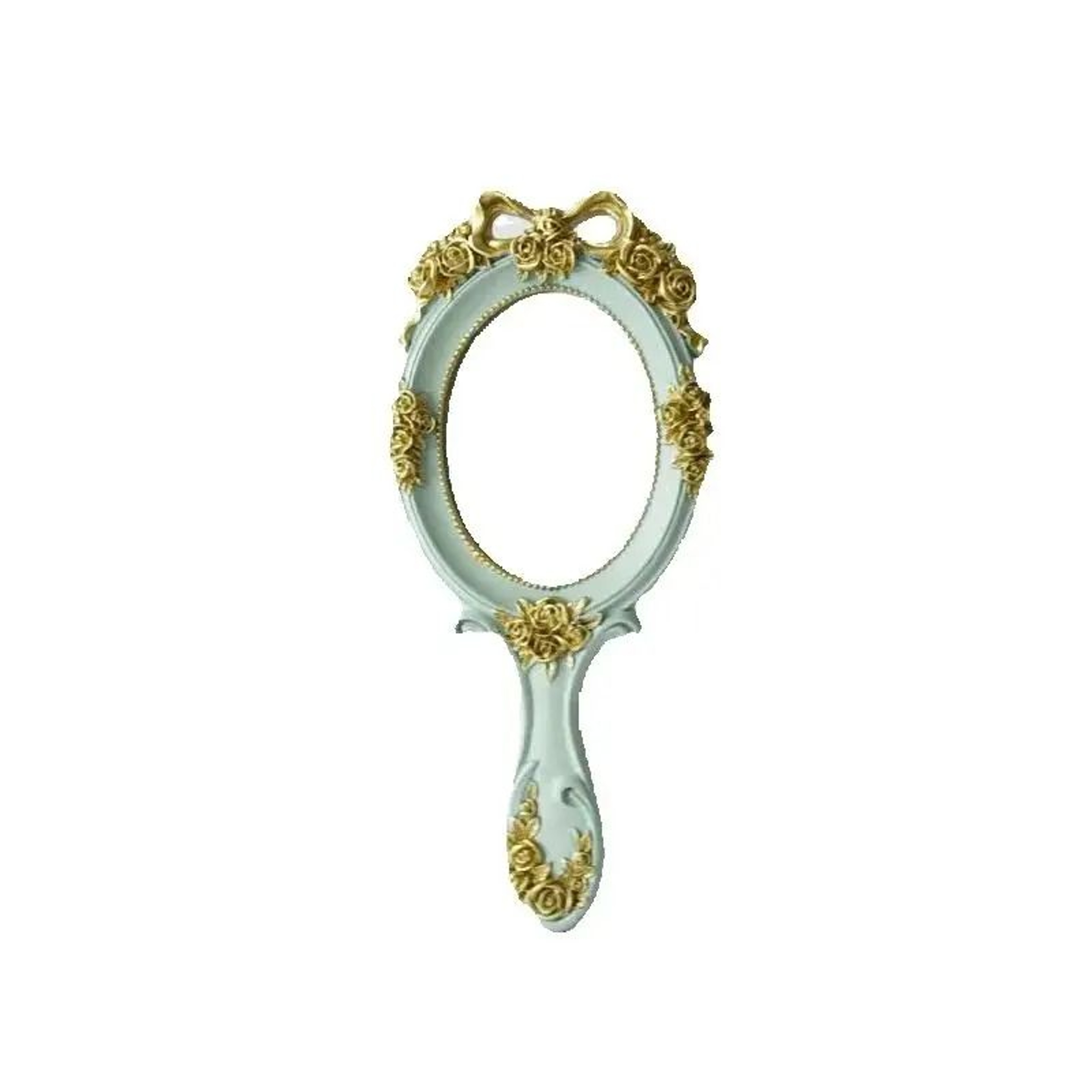 Portable Handheld Metal Princess Mirror With Rose Embossing 7