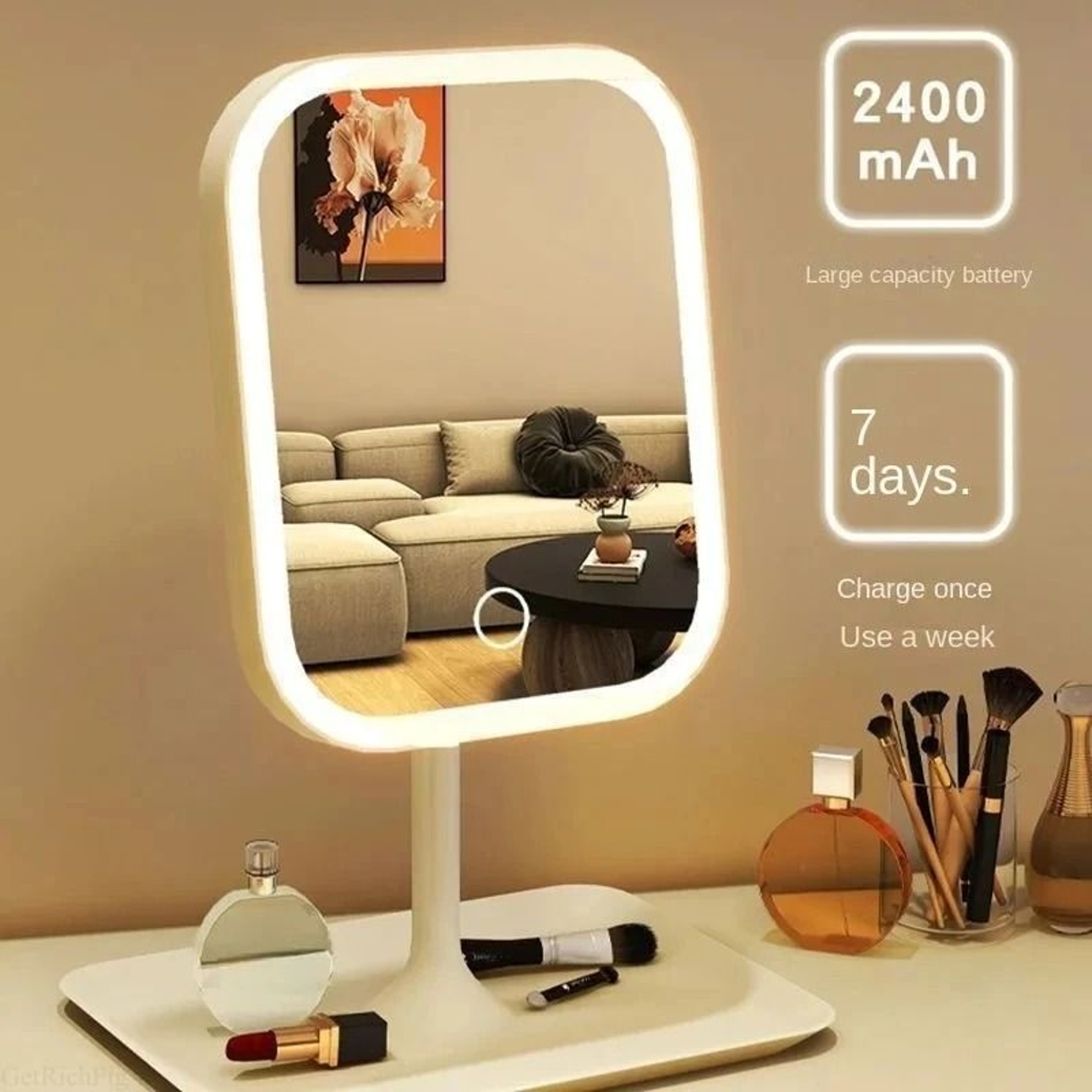 Unique Designer 3Color LED Desktop Vanity Mirror 1
