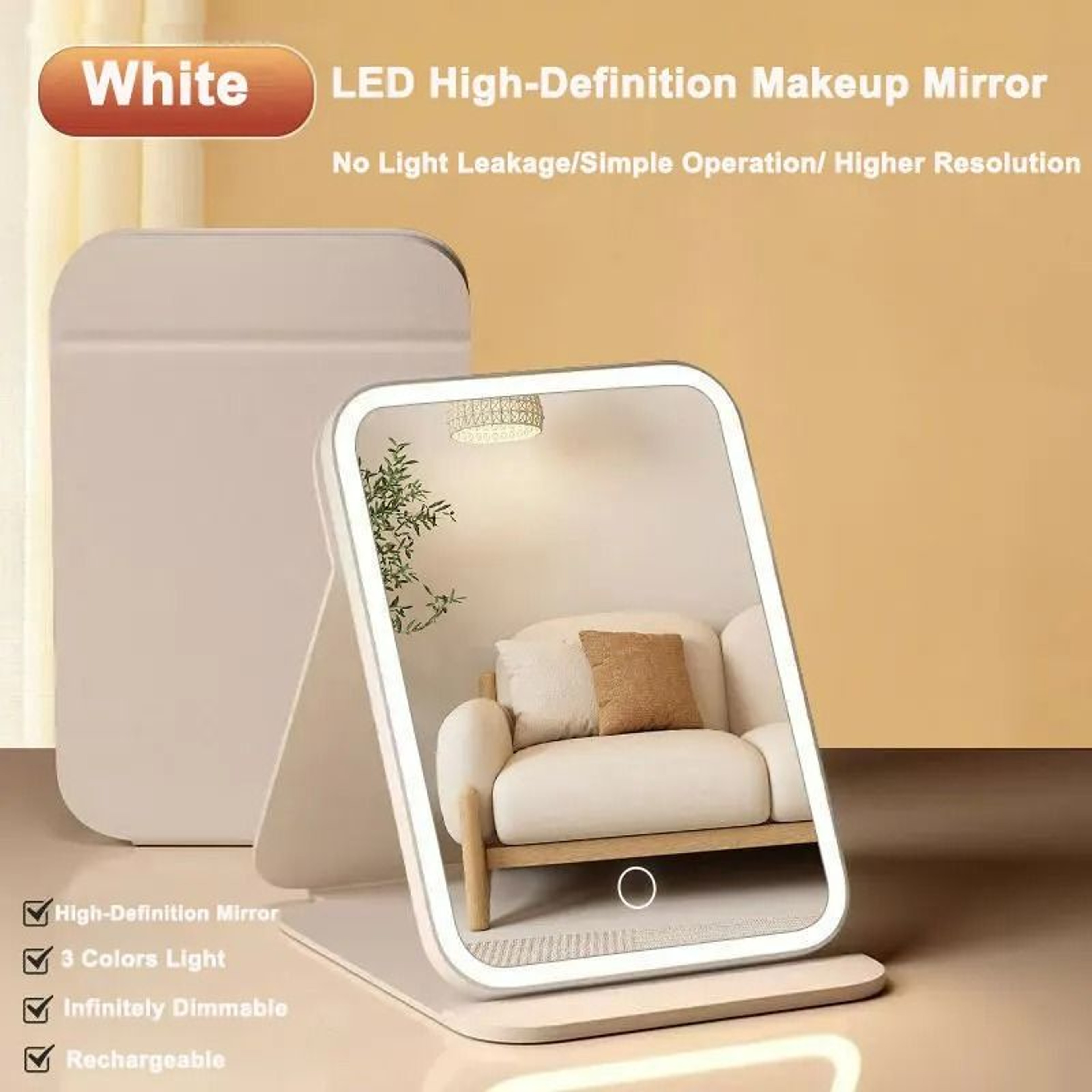 3Color LED Leather Folding Travel Vanity Mirror 9
