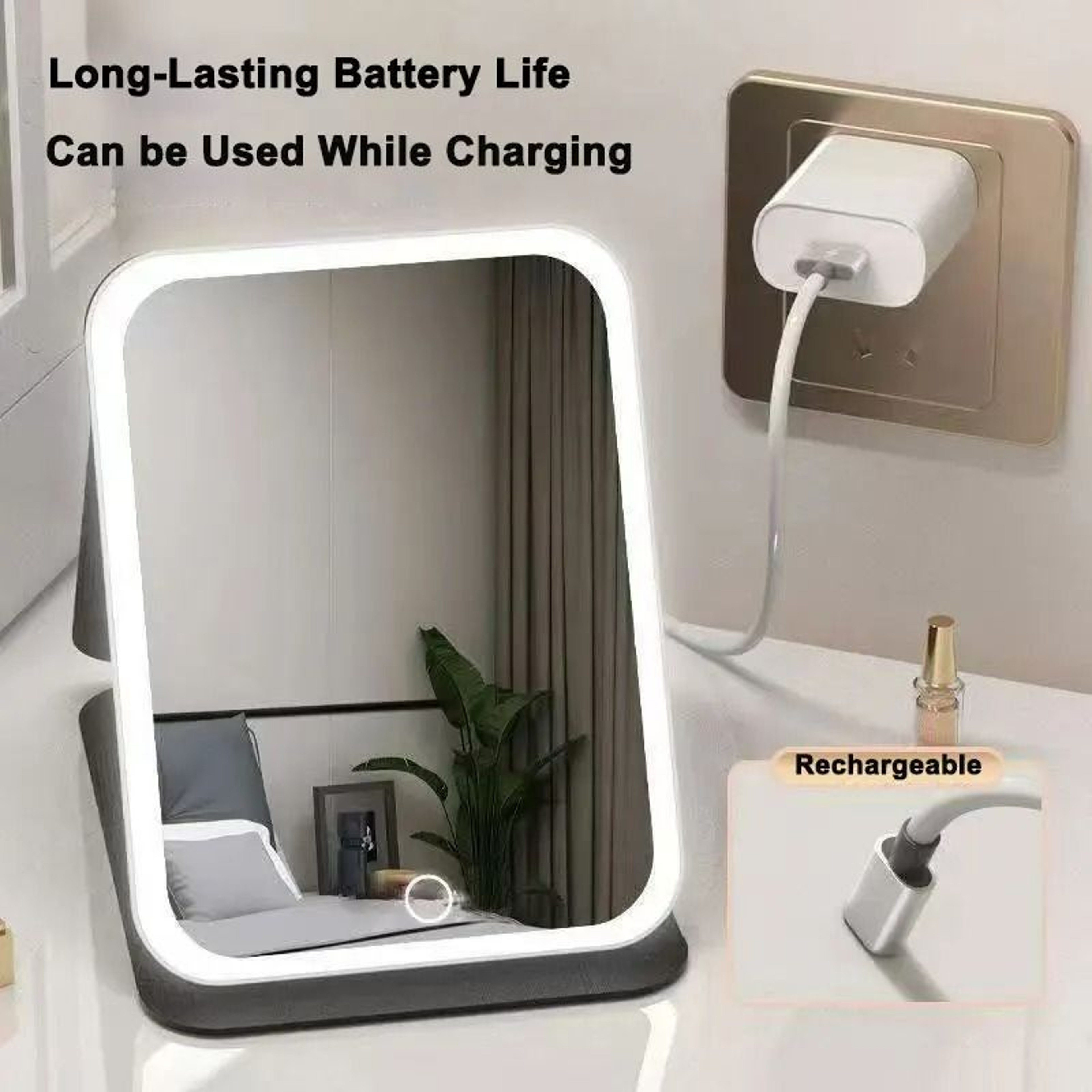 3Color LED Leather Folding Travel Vanity Mirror 5