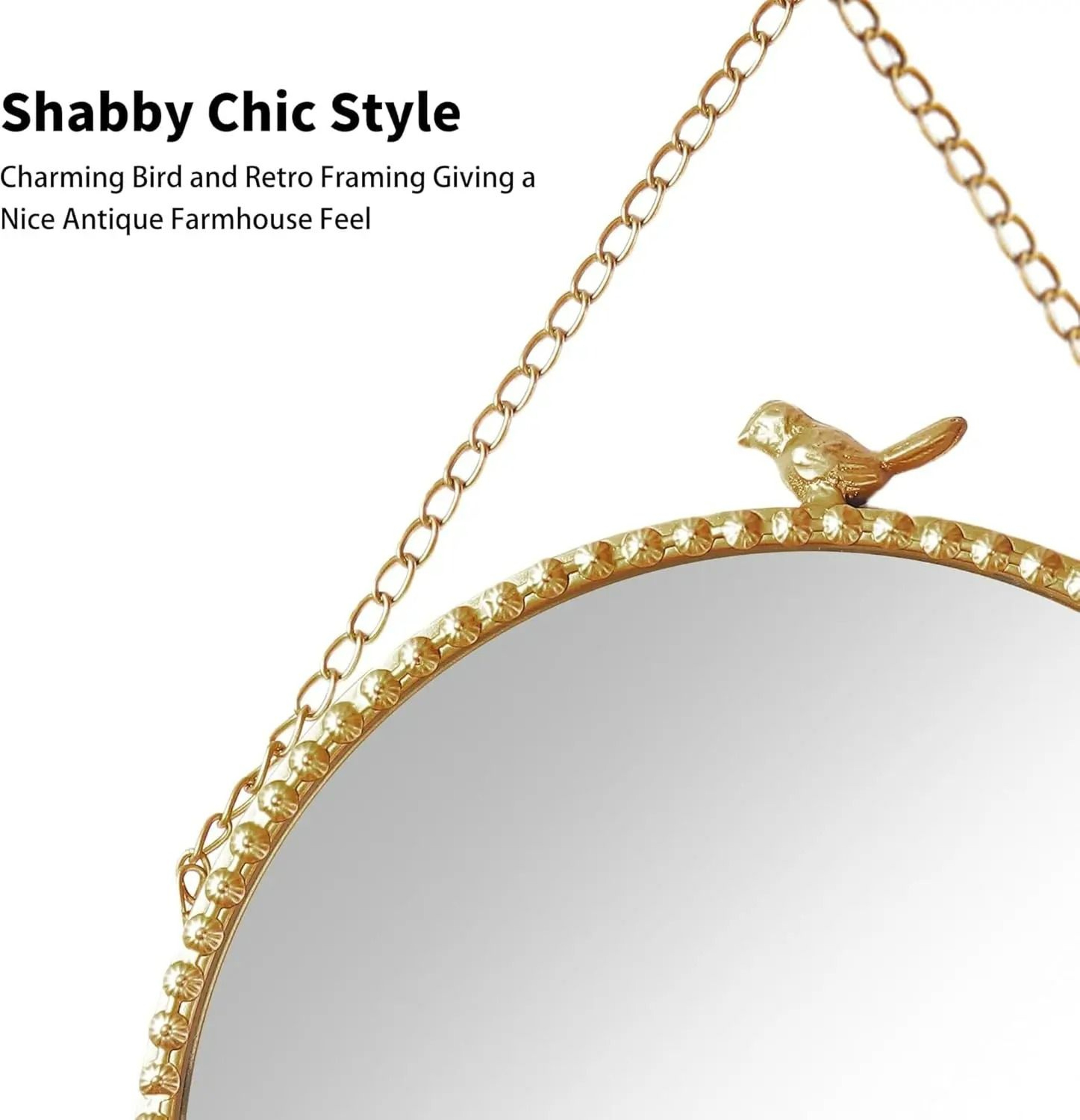 98Inch Vintage Gold Sparrow Round Iron Wall Mirror 4