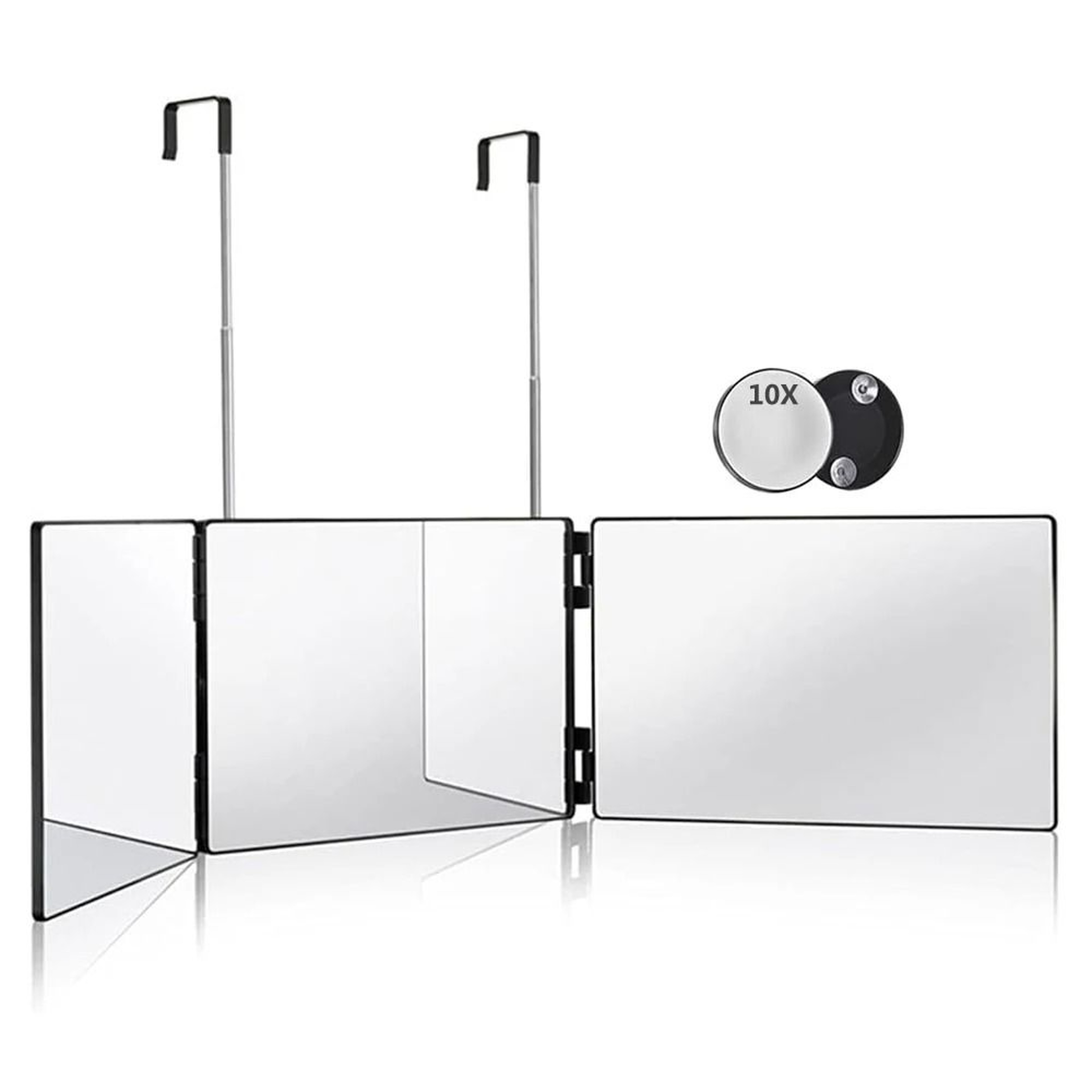 Travel Portable 360 Trifold Vanity Mirror With Telescoping Hooks 11