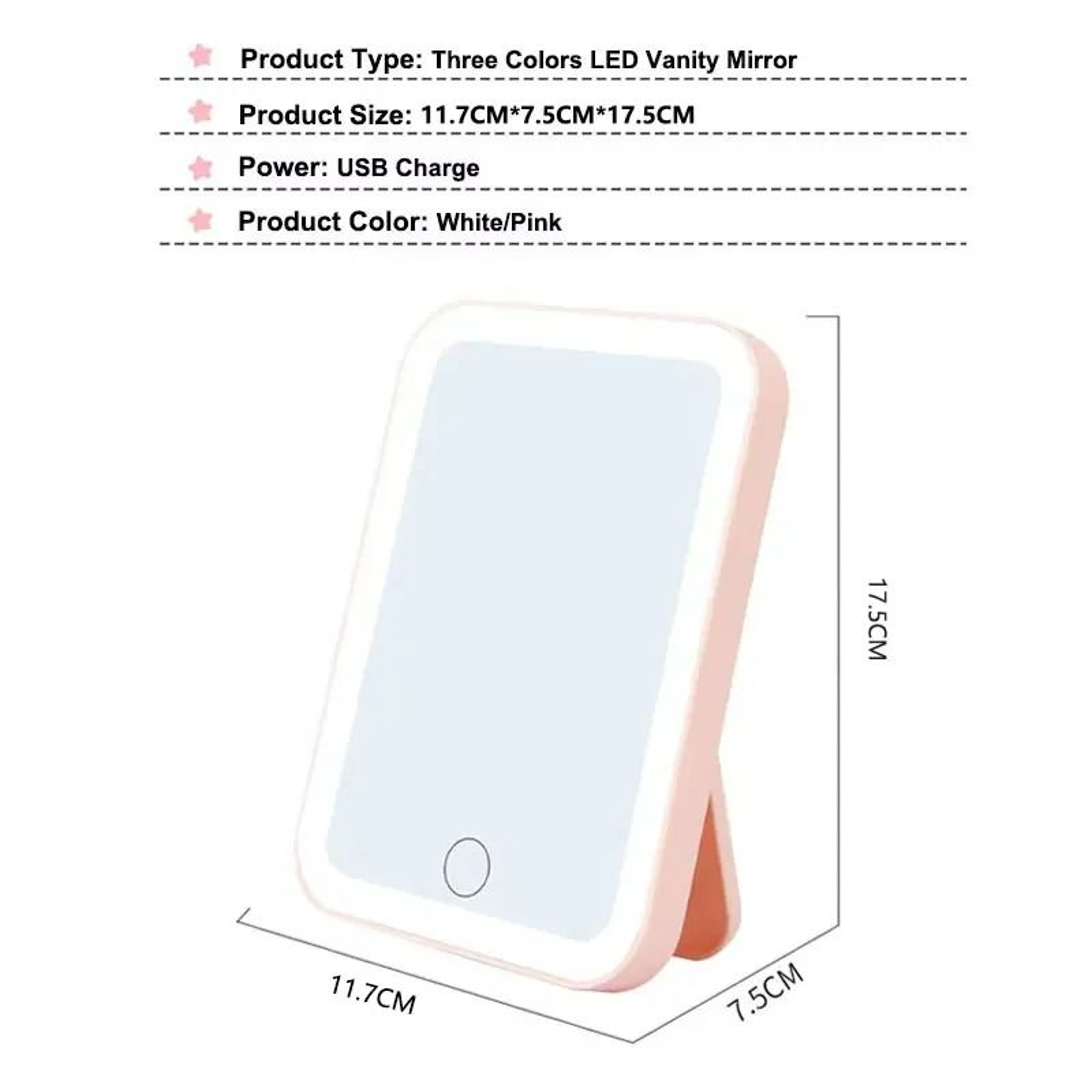 3Color LED Touch Screen Portable Vanity Mirror 4