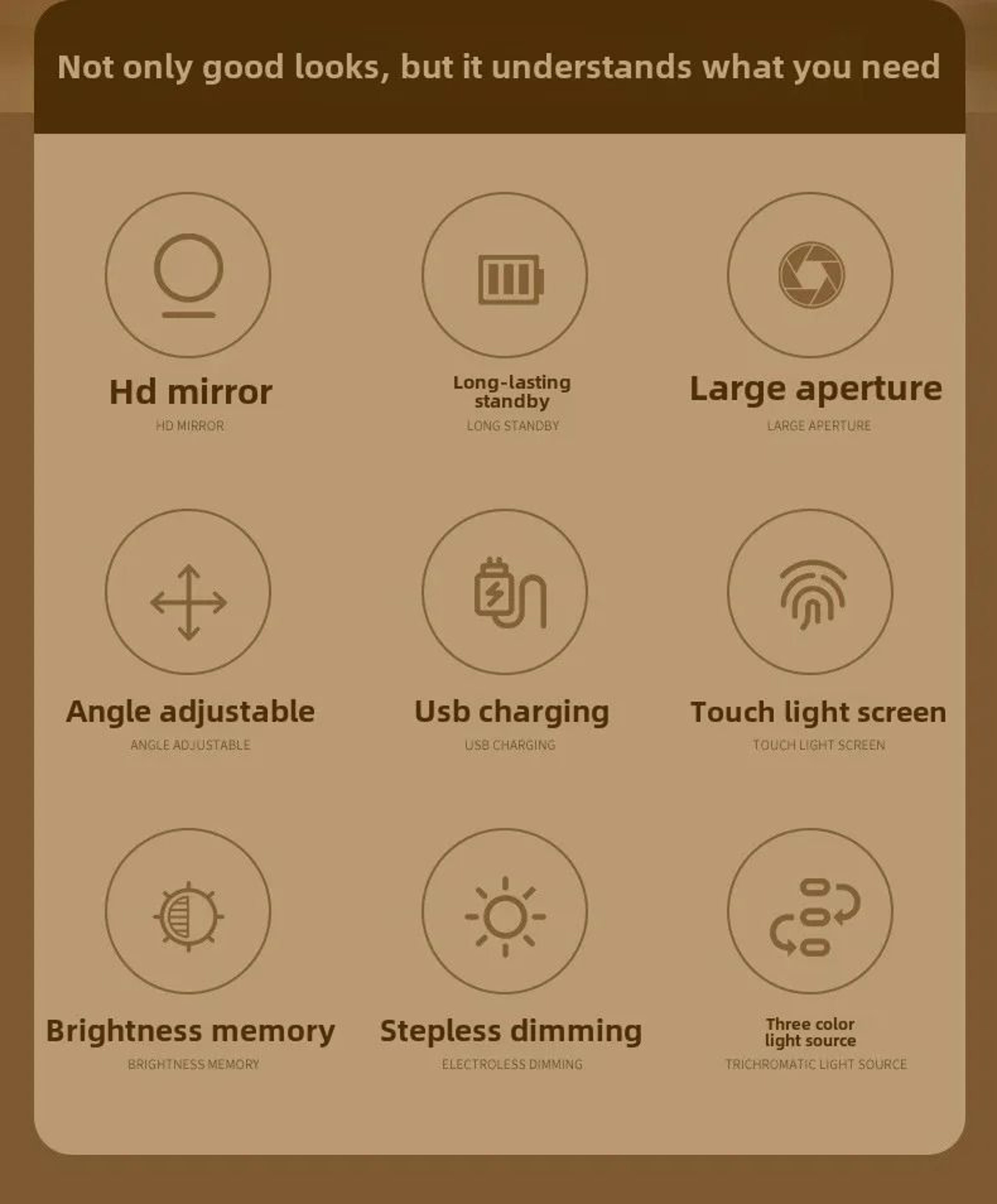 Intelligent 3Color LED Touch Desktop Vanity Mirror 6