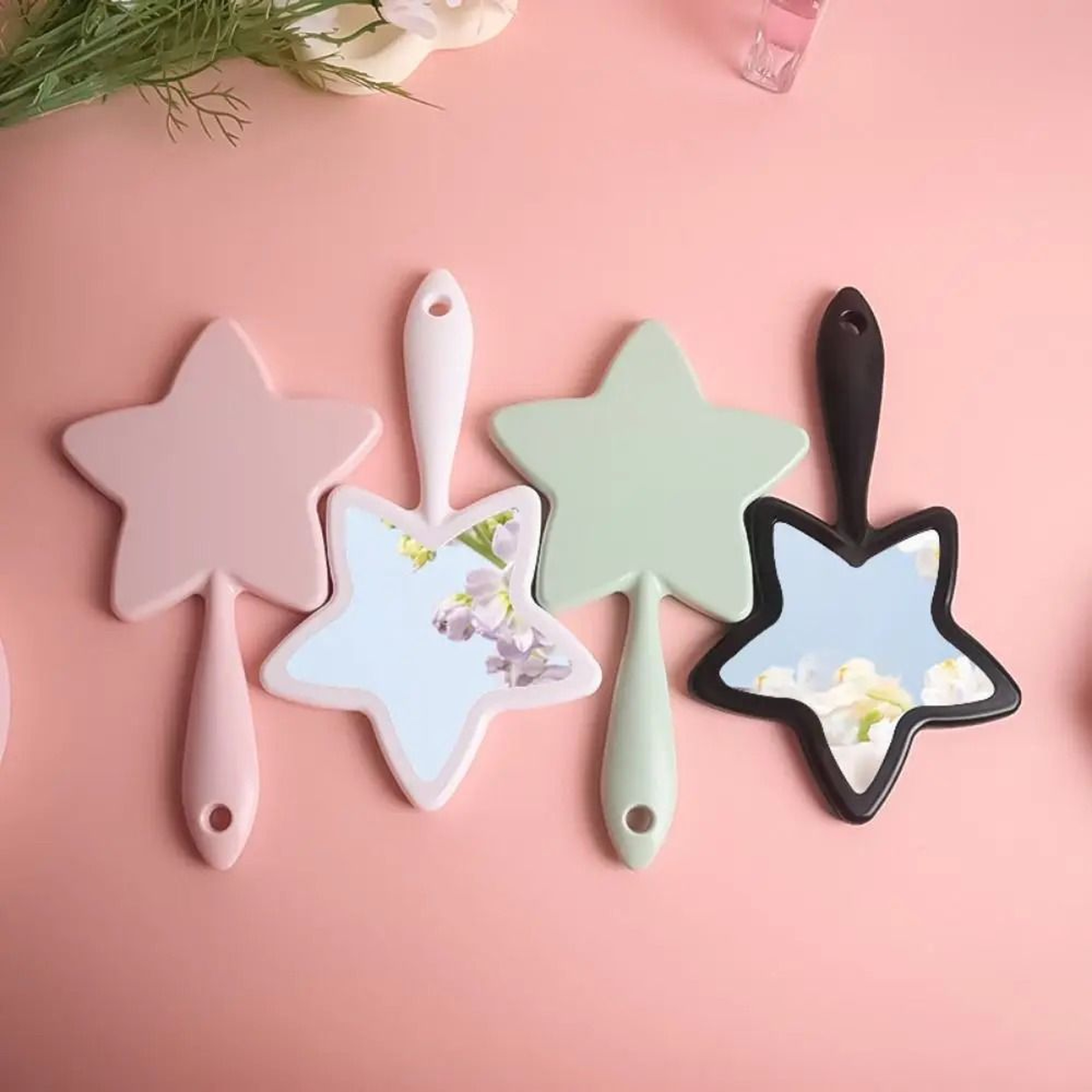 Creative Pentagram Handheld Makeup Mirror With Hanging Hole 3