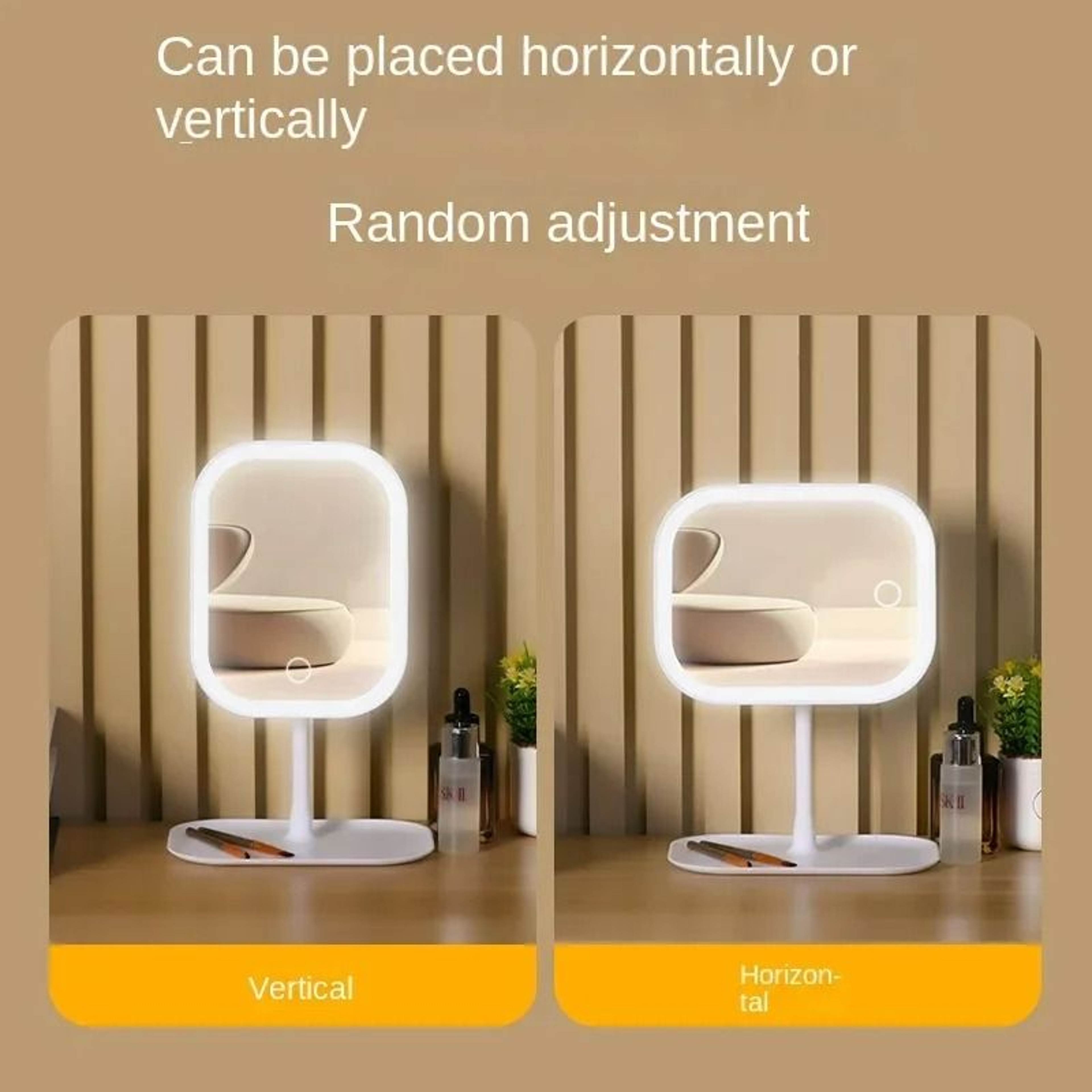 Dimmable 3Color LED Touch Control Desktop Vanity Mirror 4