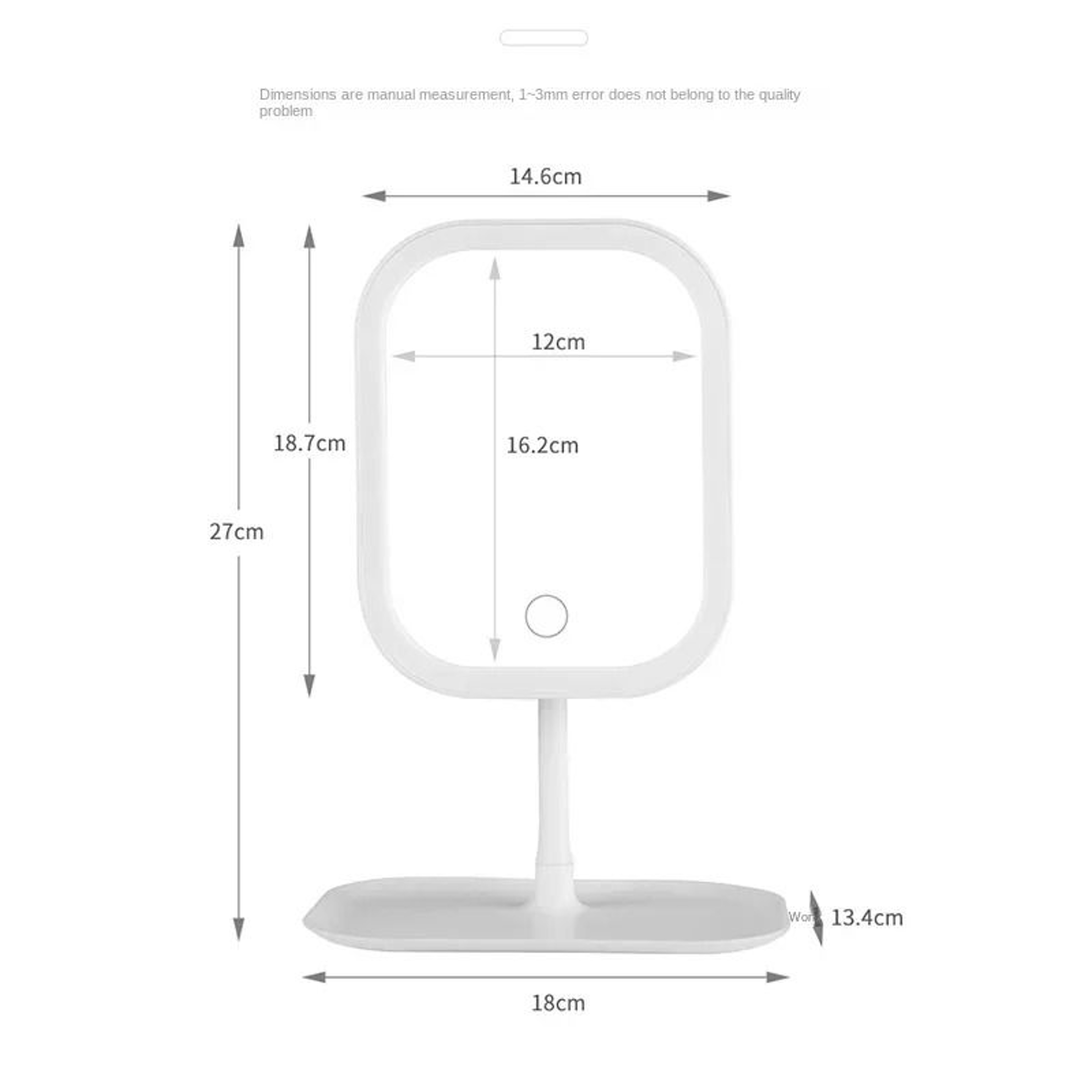 Dimmable 3Color LED Touch Control Desktop Vanity Mirror 5
